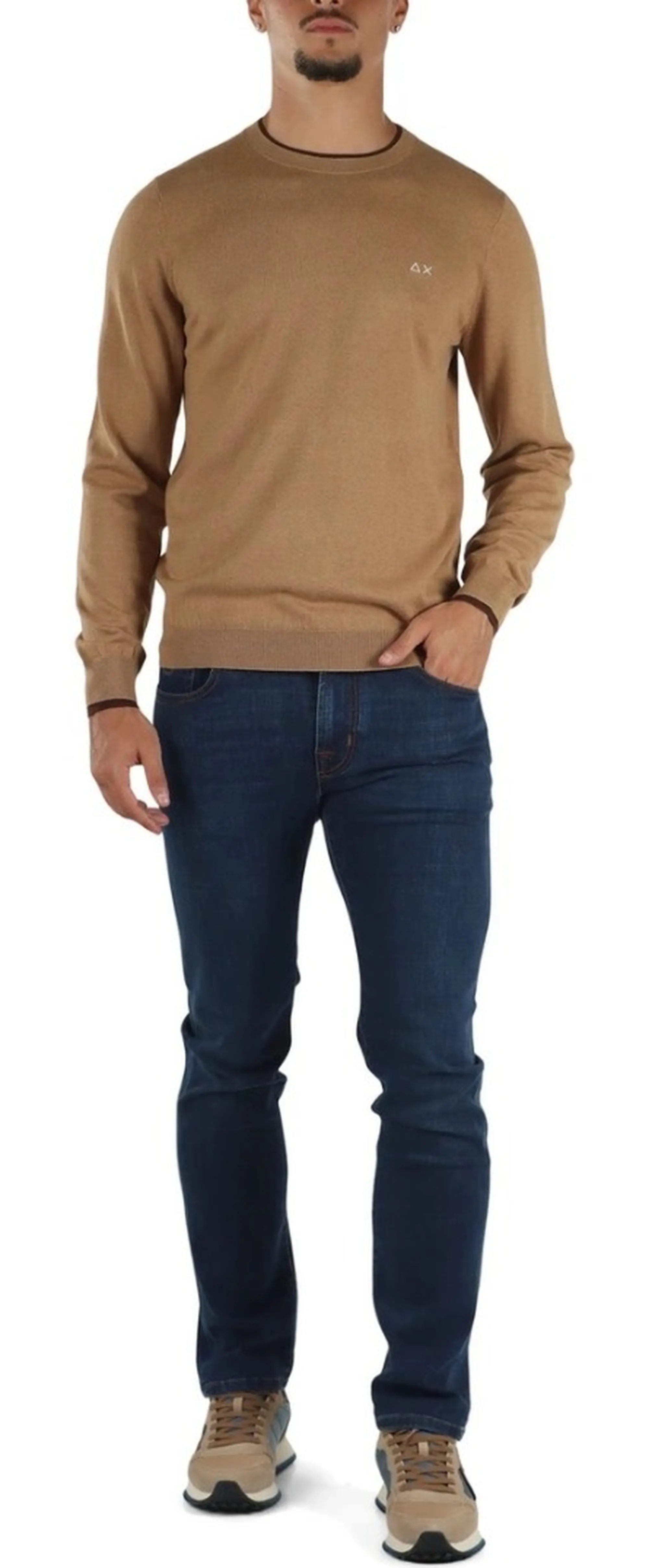 Sun 68 B'Double Rib Sweater' Camel K46159 196026
