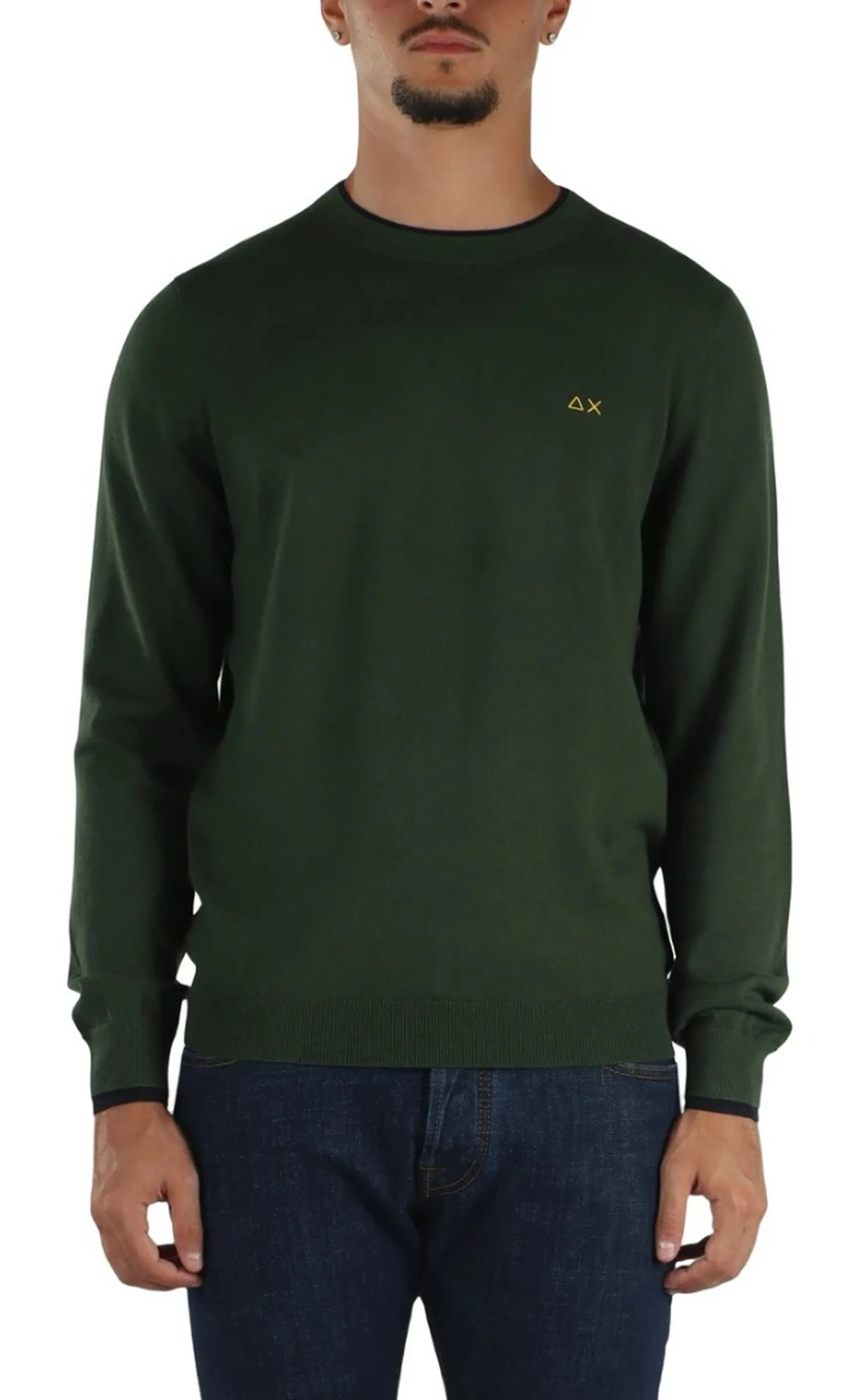 Sun 68 B'Double Rib Sweater' Dark Green K46159 196021