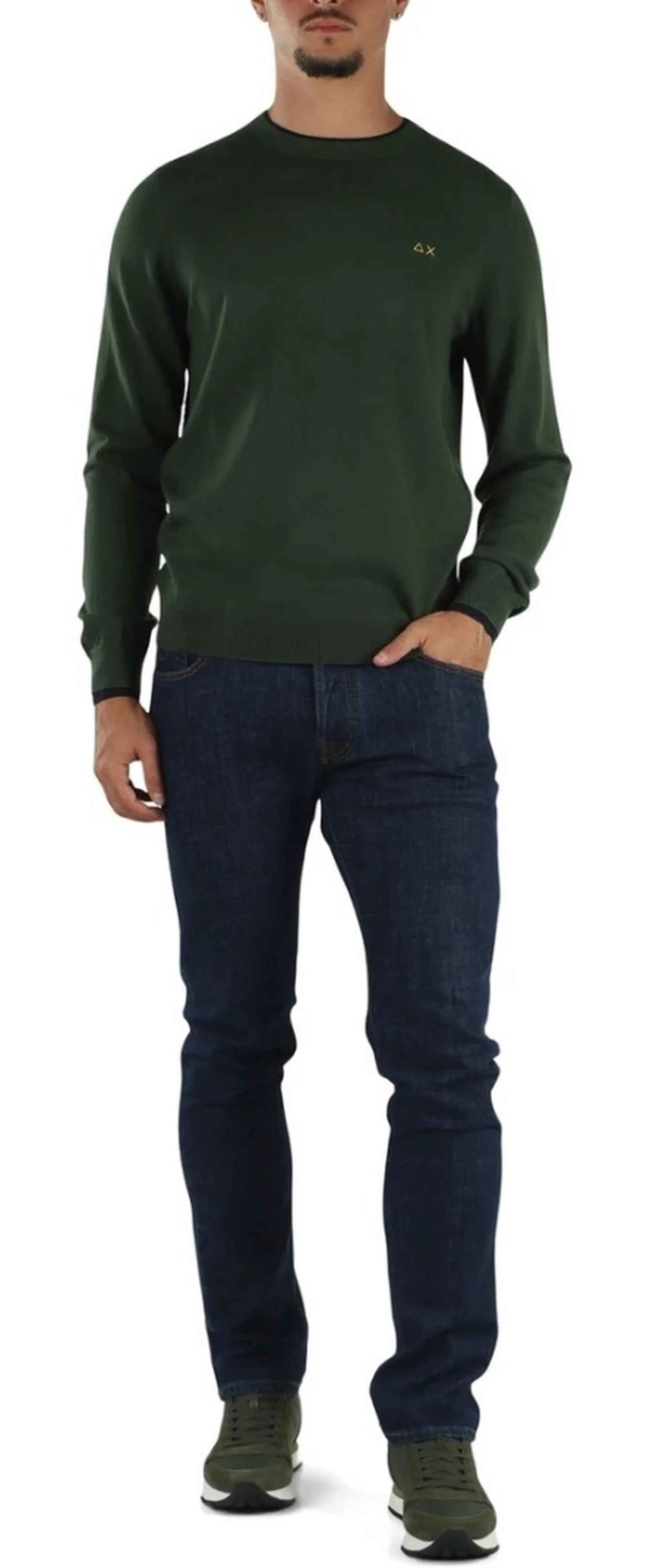 Sun 68 B'Double Rib Sweater' Dark Green K46159 196022