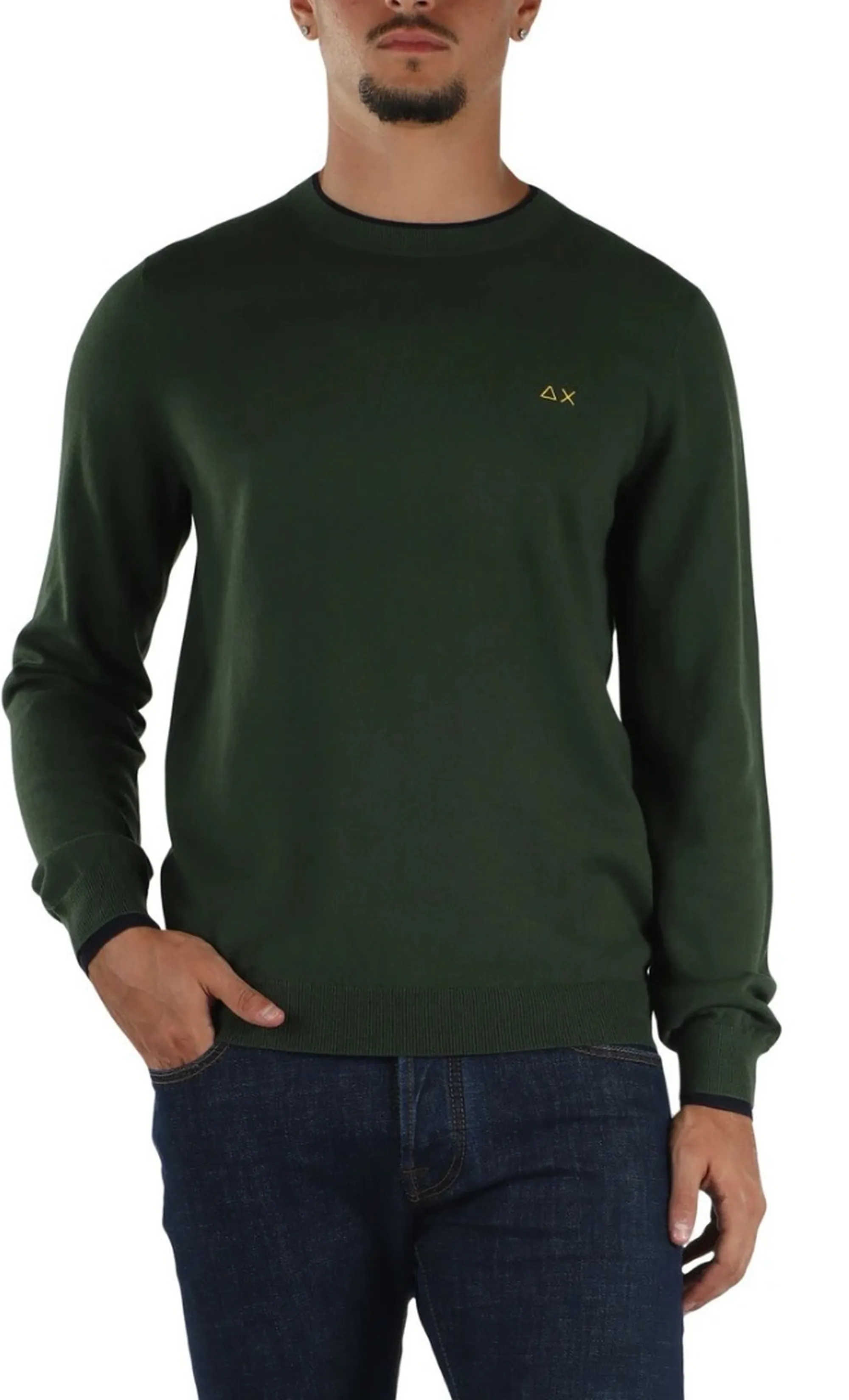 Sun 68 B'Double Rib Sweater' Dark Green K46159 196023
