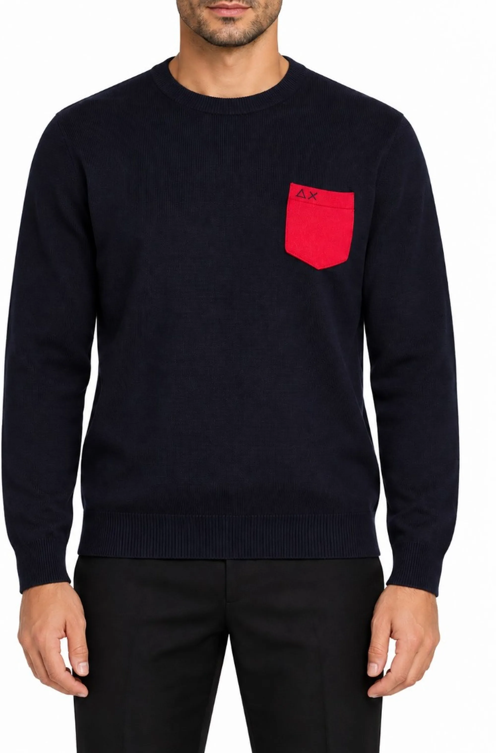 Sun 68 B'Sweater Elbow And Pocket Contrast' Blu K45147 198953