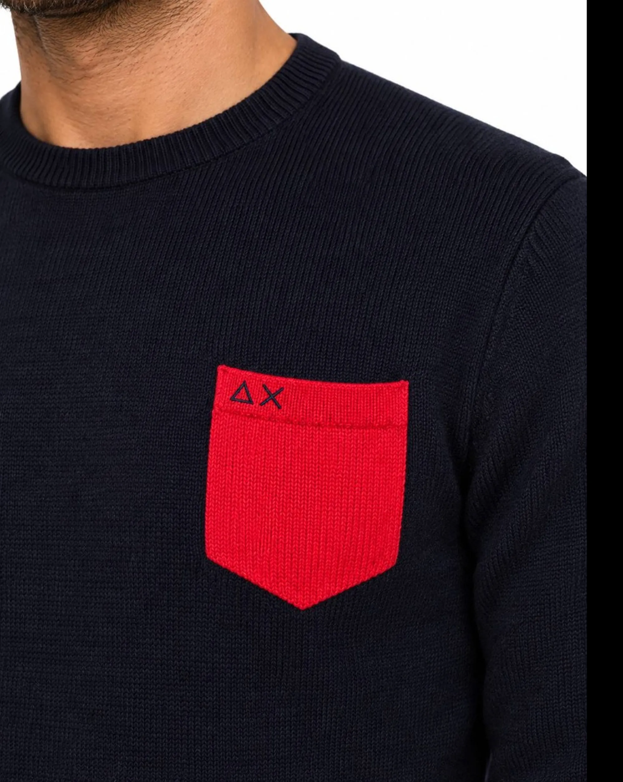 Sun 68 B'Sweater Elbow And Pocket Contrast' Blu K45147 198955