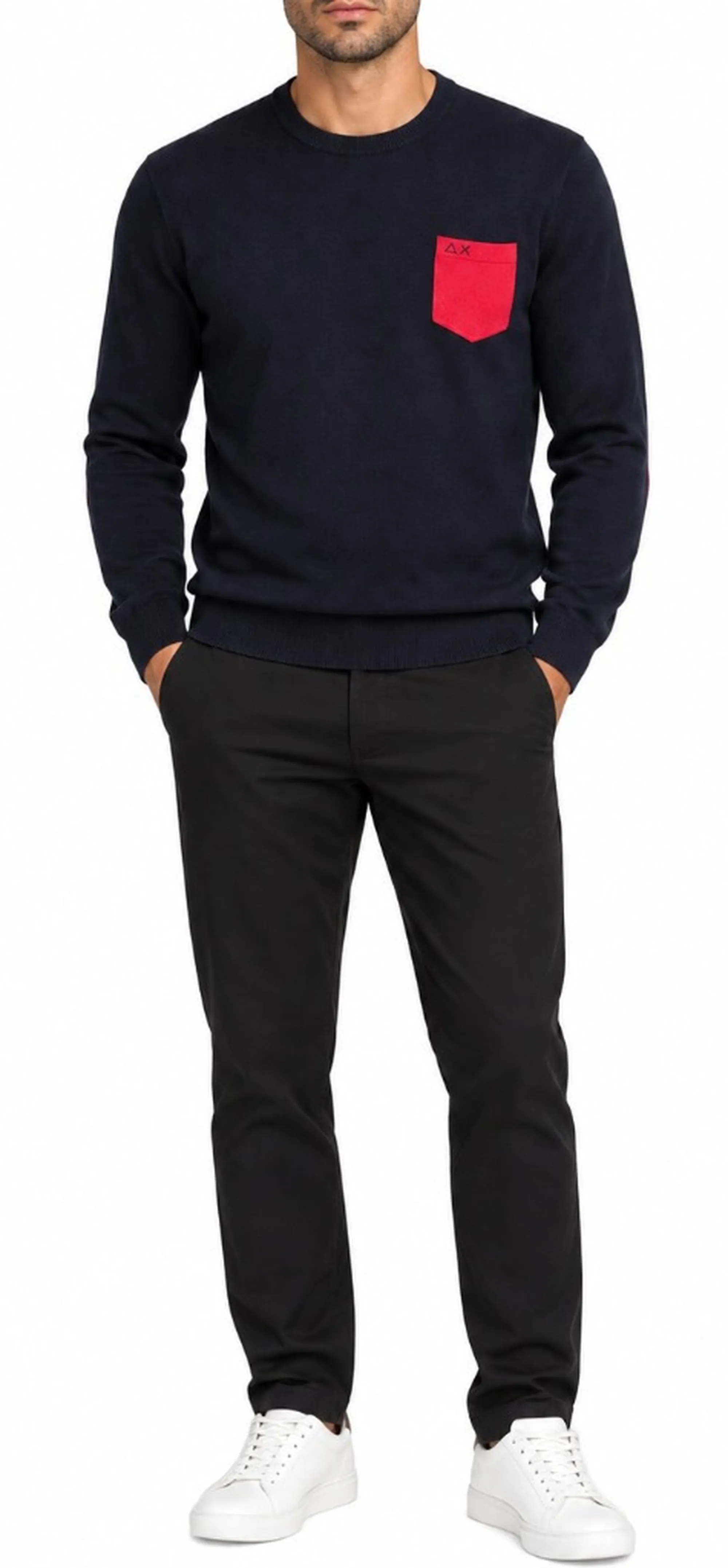 Sun 68 B'Sweater Elbow And Pocket Contrast' Blu K45147 198956