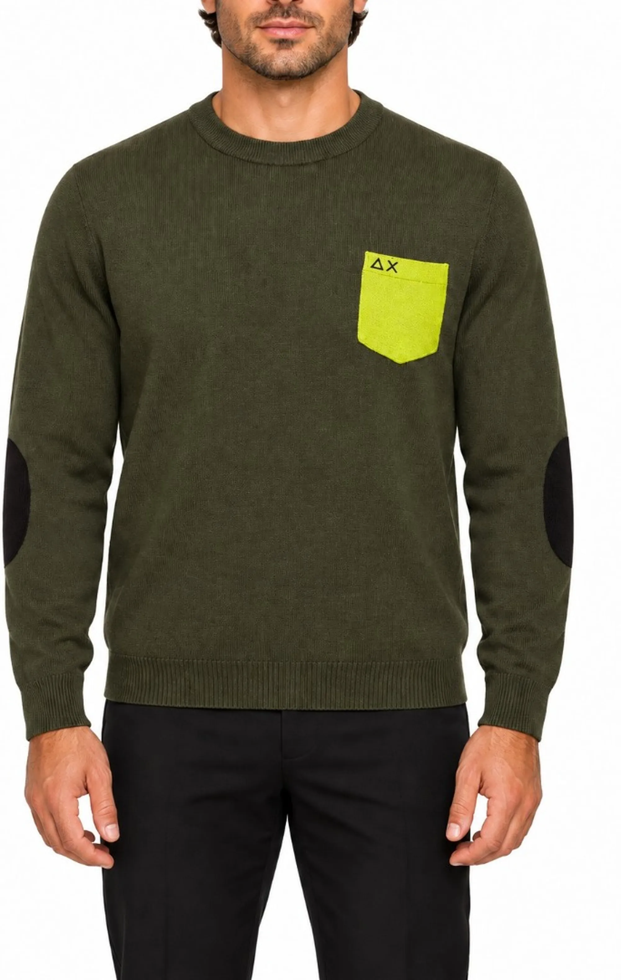Sun 68 B'Sweater Elbow And Pocket Contrast' Military K45147 198962