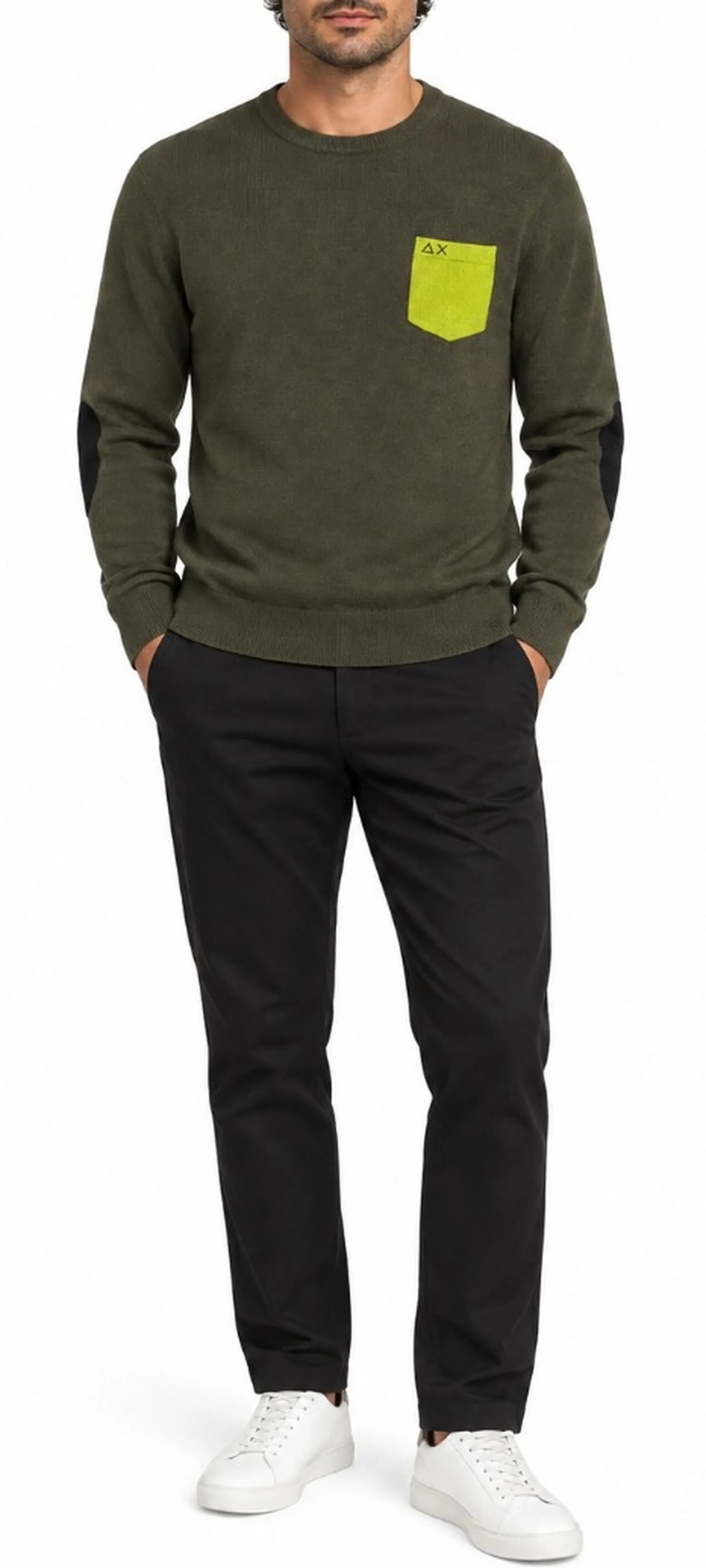 Sun 68 B'Sweater Elbow And Pocket Contrast' Military K45147 198963