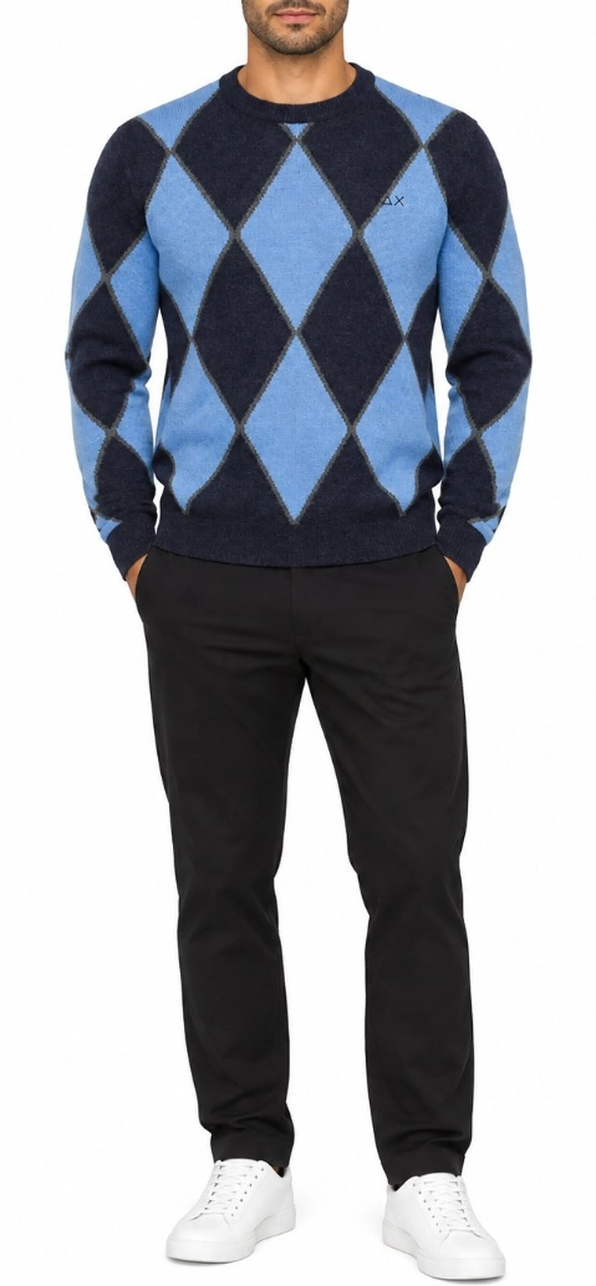 Sun 68 B'Round Argyle Sweater' Blu K43154 198853