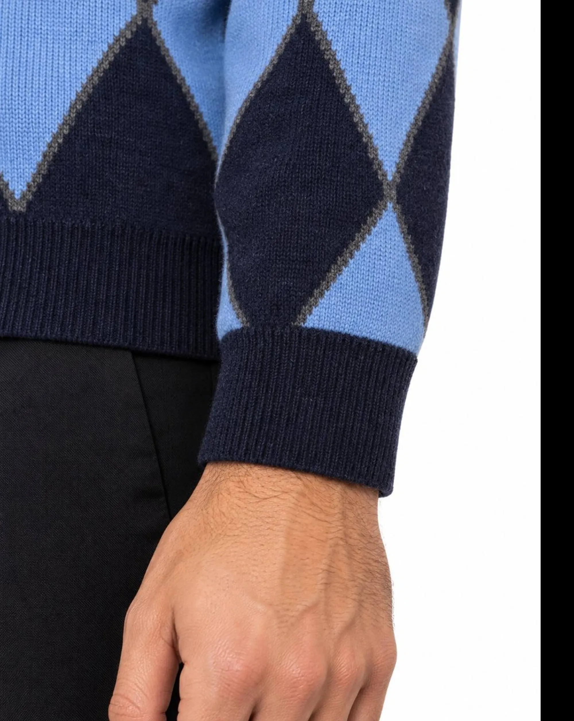 Sun 68 B'Round Argyle Sweater' Blu K43154 198854