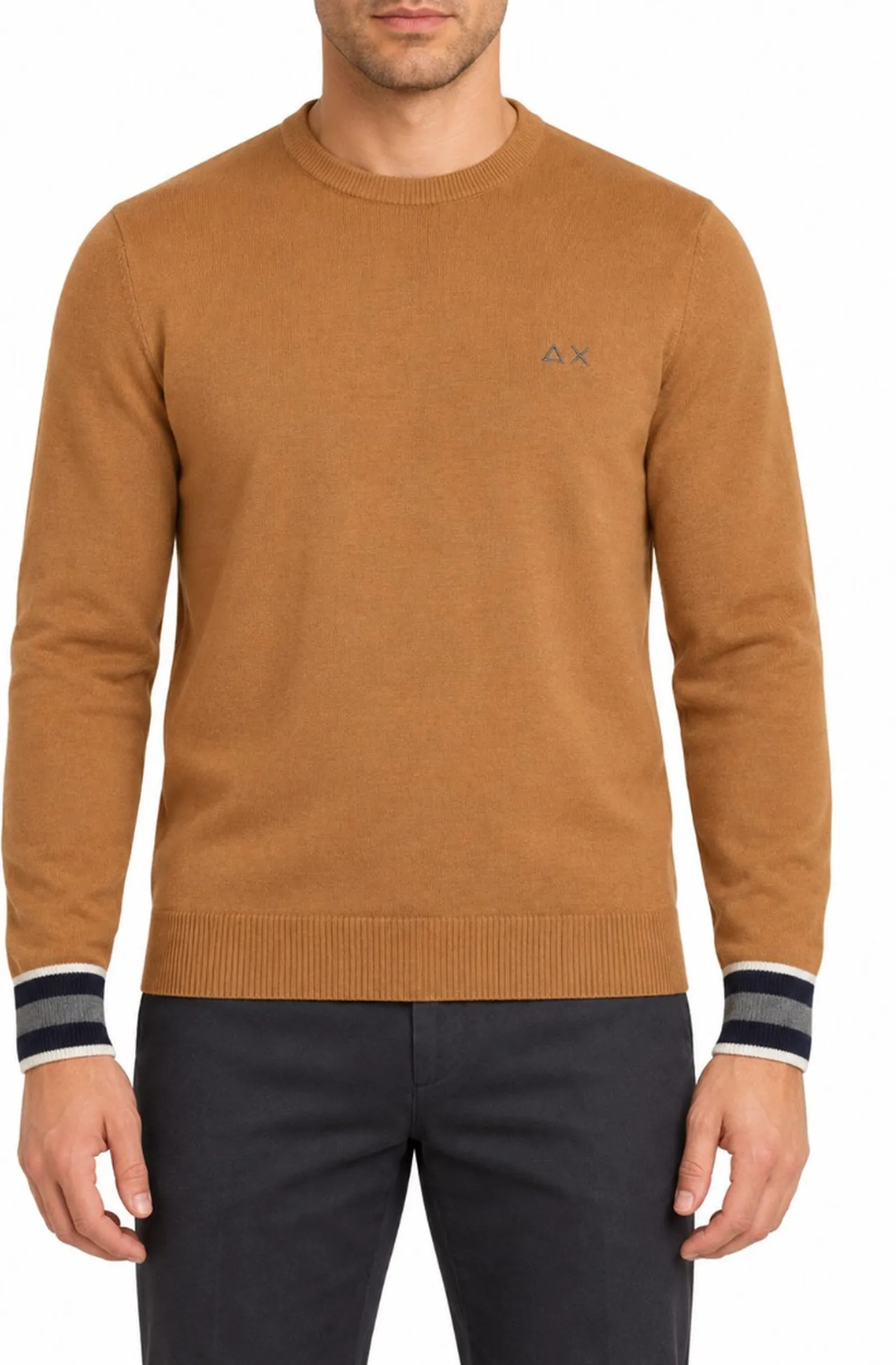 Sun 68 Maglia Round Cuffs Stripes Cammello K43118 199012