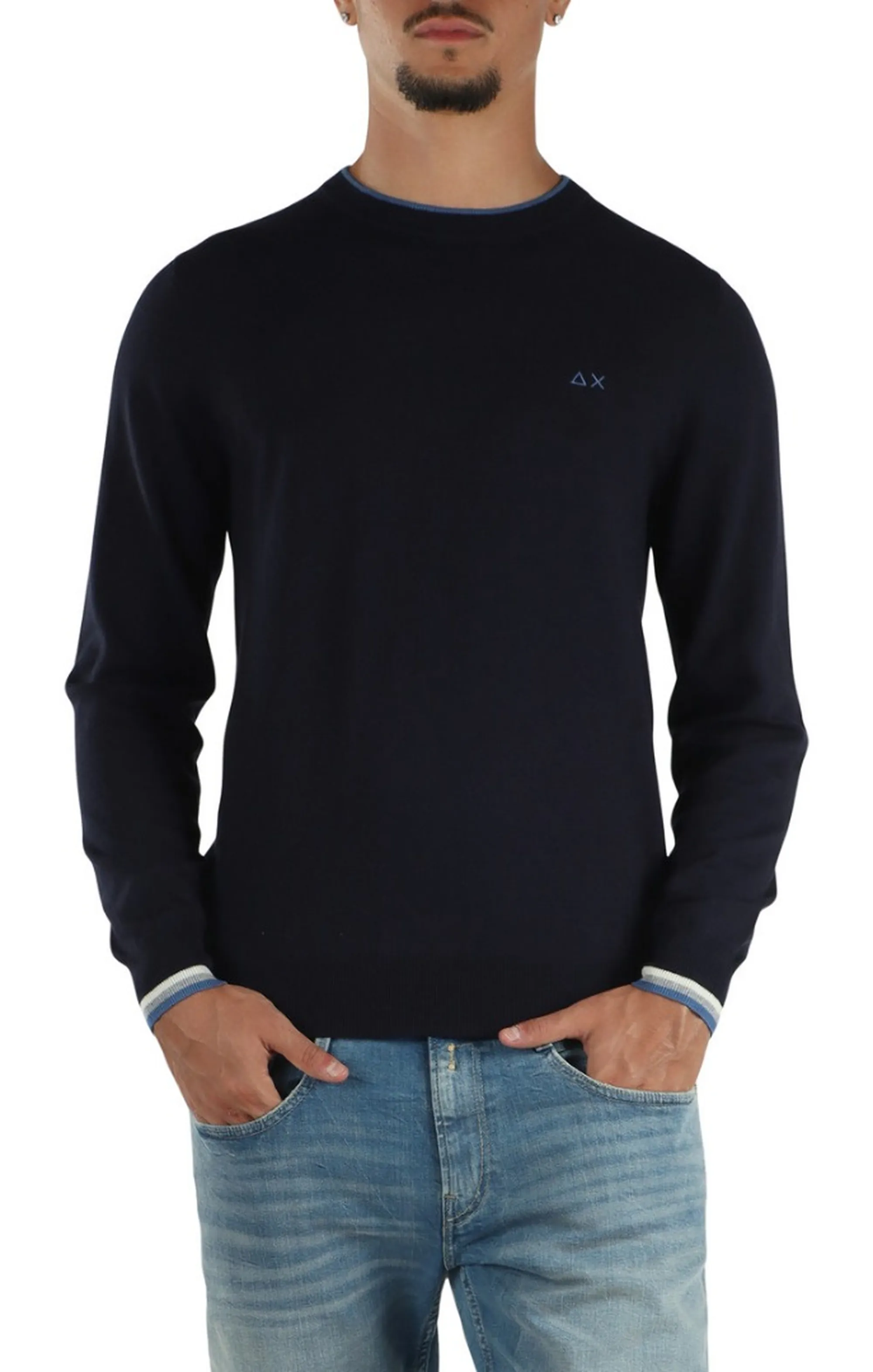Sun 68 B'Maglia Stripes On Cuffs And Collar' Blu K46161 196046