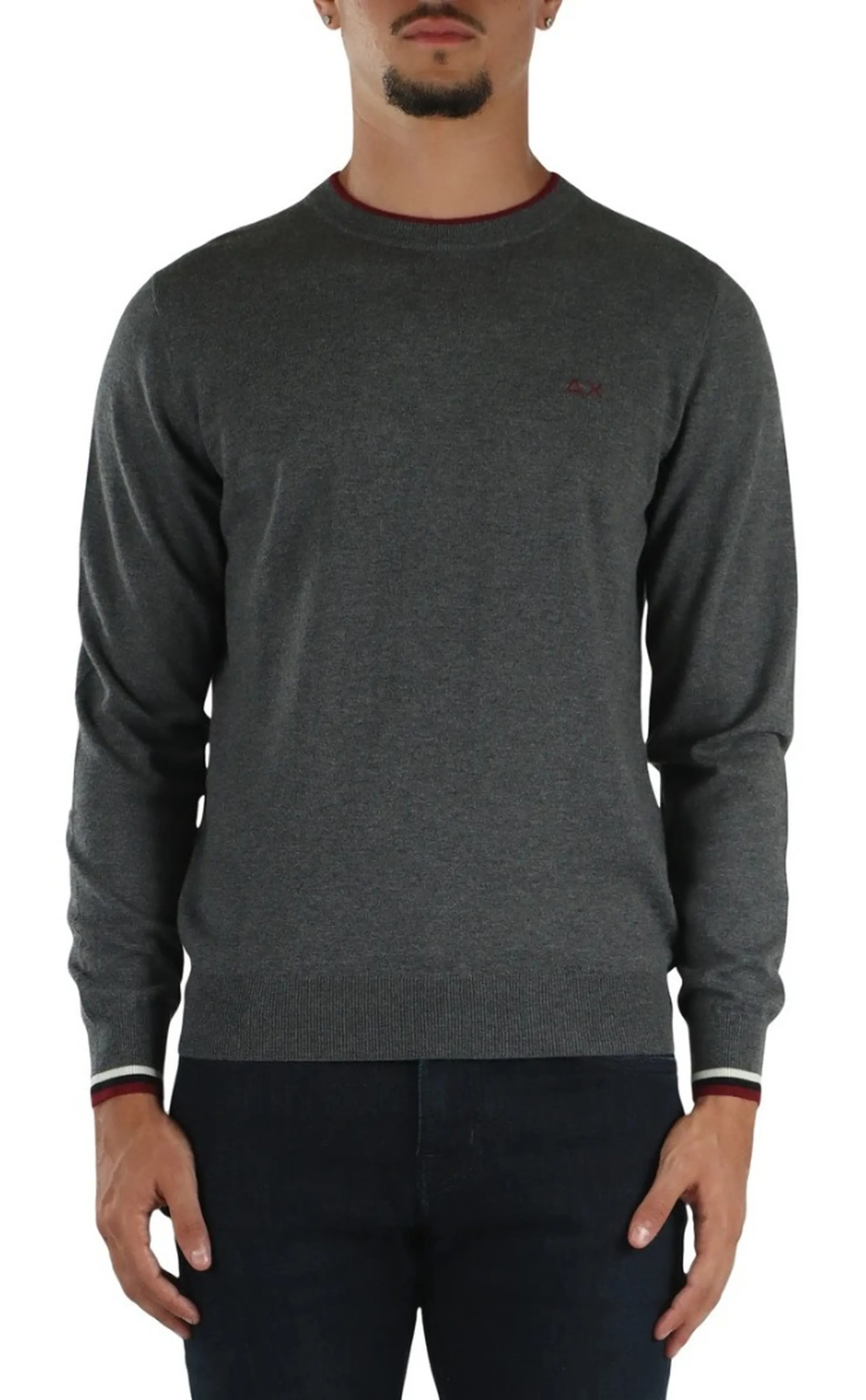 Sun 68 B'Maglia Stripes On Cuffs And Collar' Dark Gray K46161 196042