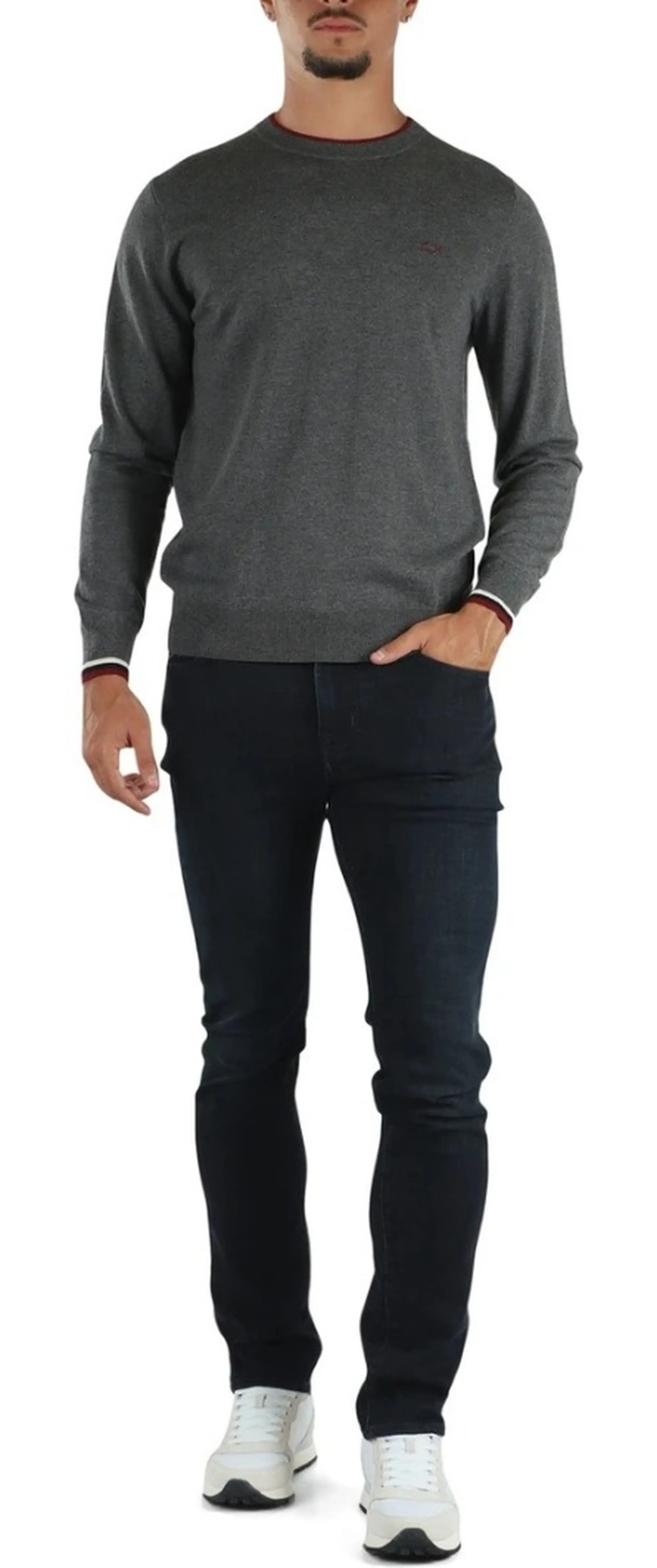 Sun 68 B'Maglia Stripes On Cuffs And Collar' Dark Gray K46161 196043