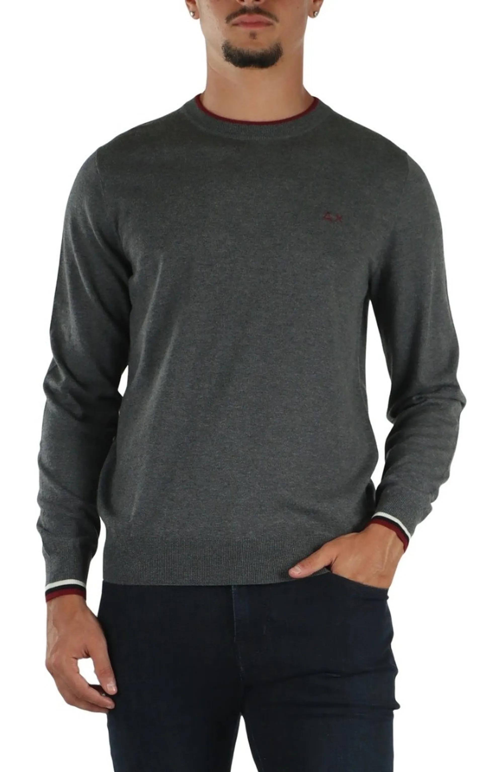 Sun 68 B'Maglia Stripes On Cuffs And Collar' Dark Gray K46161 196044