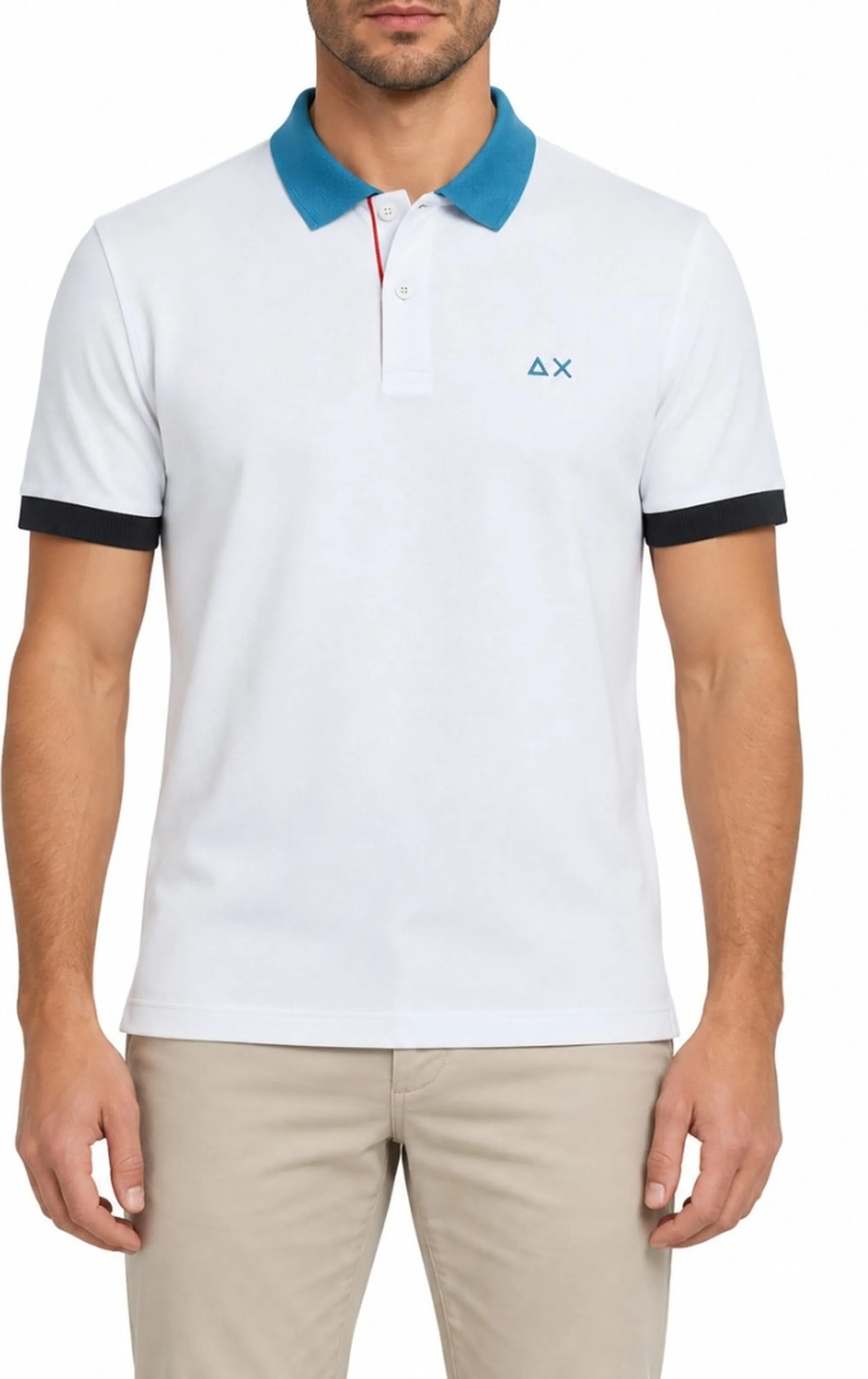 Sun 68 B'Polo 3 Color Way S/S' White A35116 199647