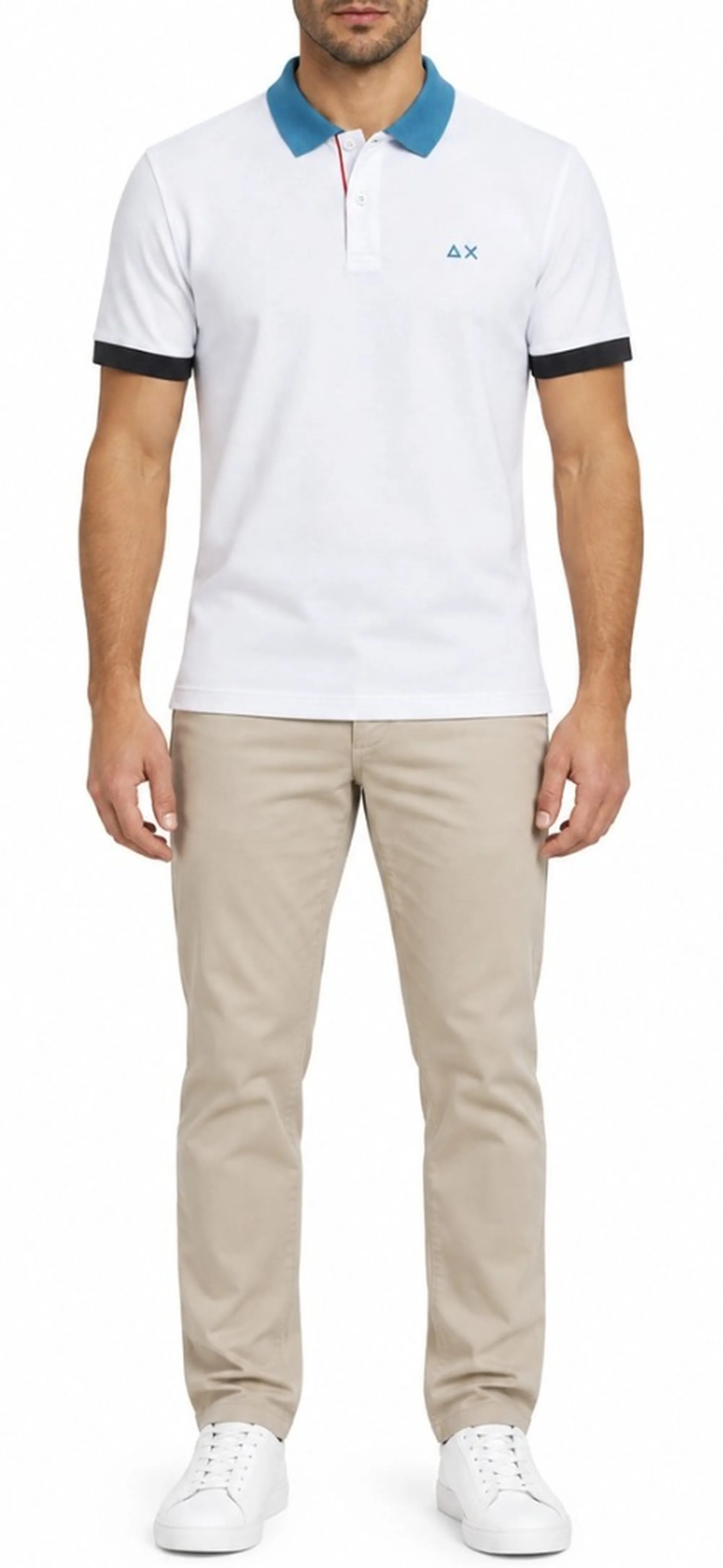Sun 68 B'Polo 3 Color Way S/S' White A35116 199648