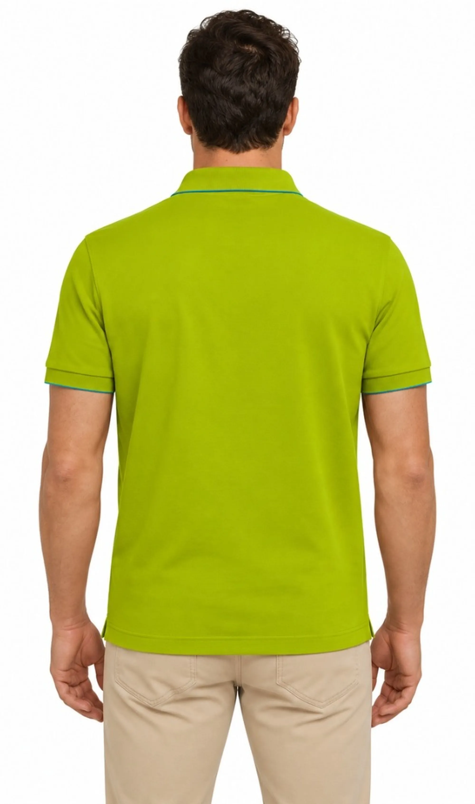Sun 68 B'Polo Small Stripes On Collar S/S' Olive A35110 199637