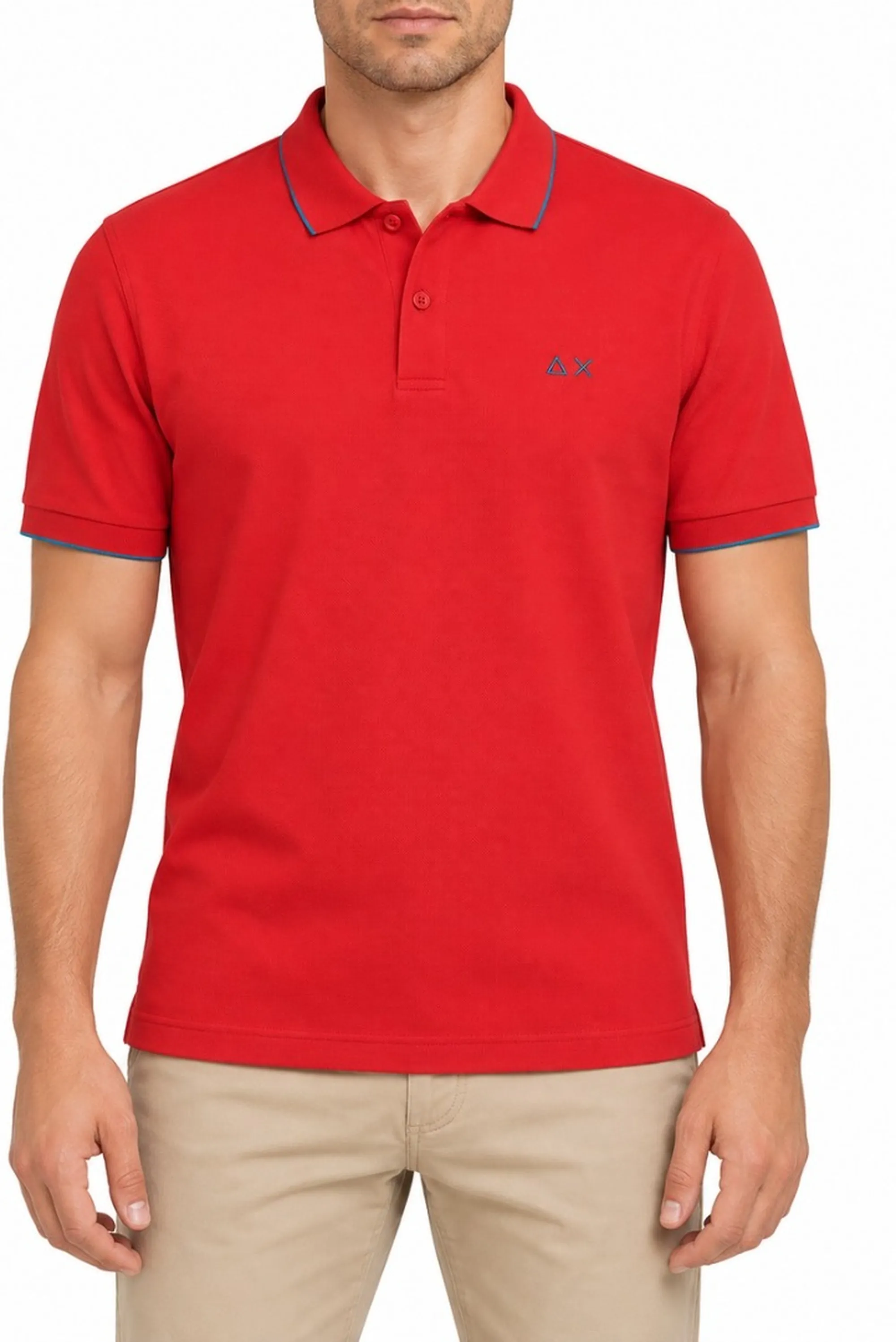 Sun 68 B'Polo Small Stripes On Collar S/S' Red A35110 199640