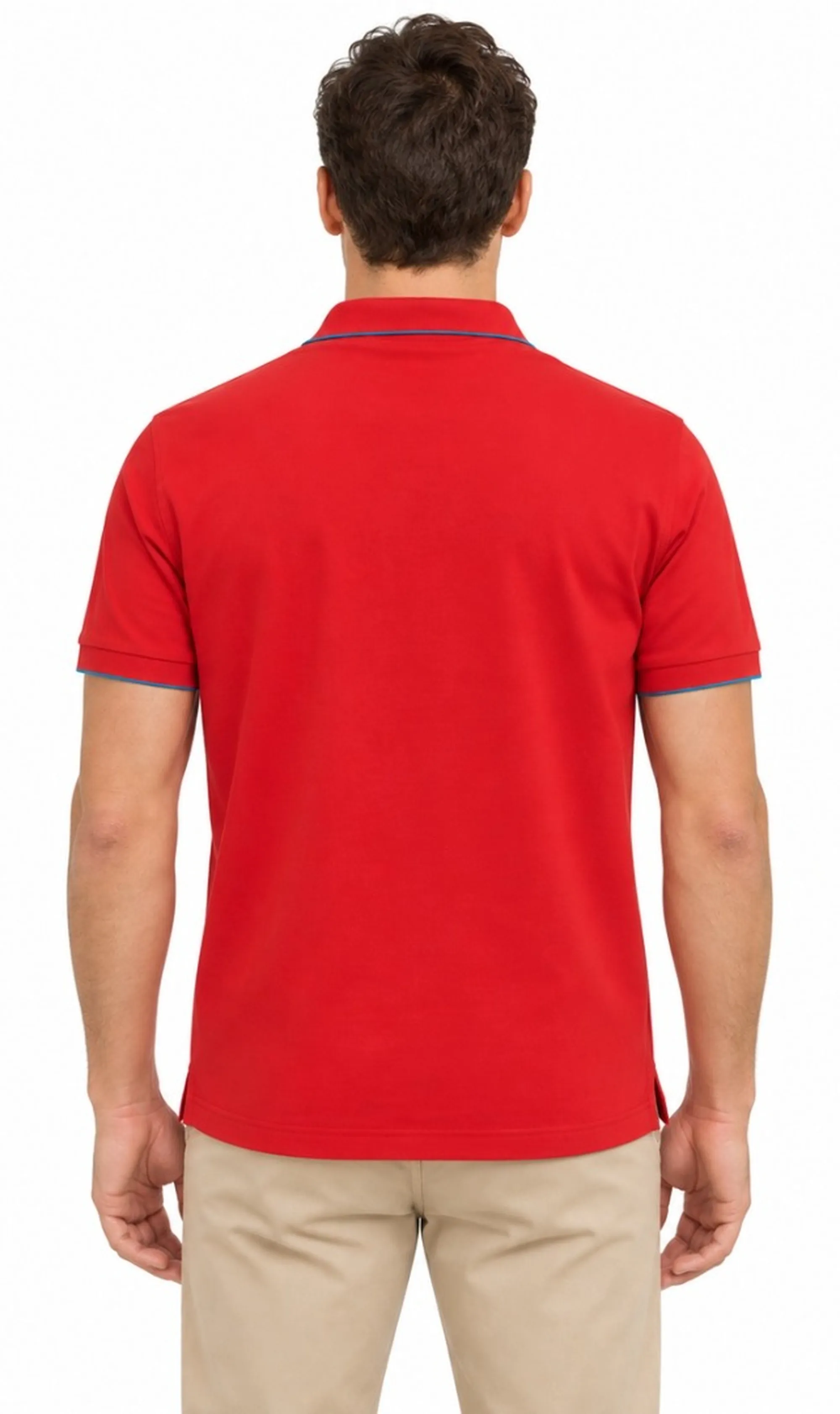 Sun 68 B'Polo Small Stripes On Collar S/S' Red A35110 199641