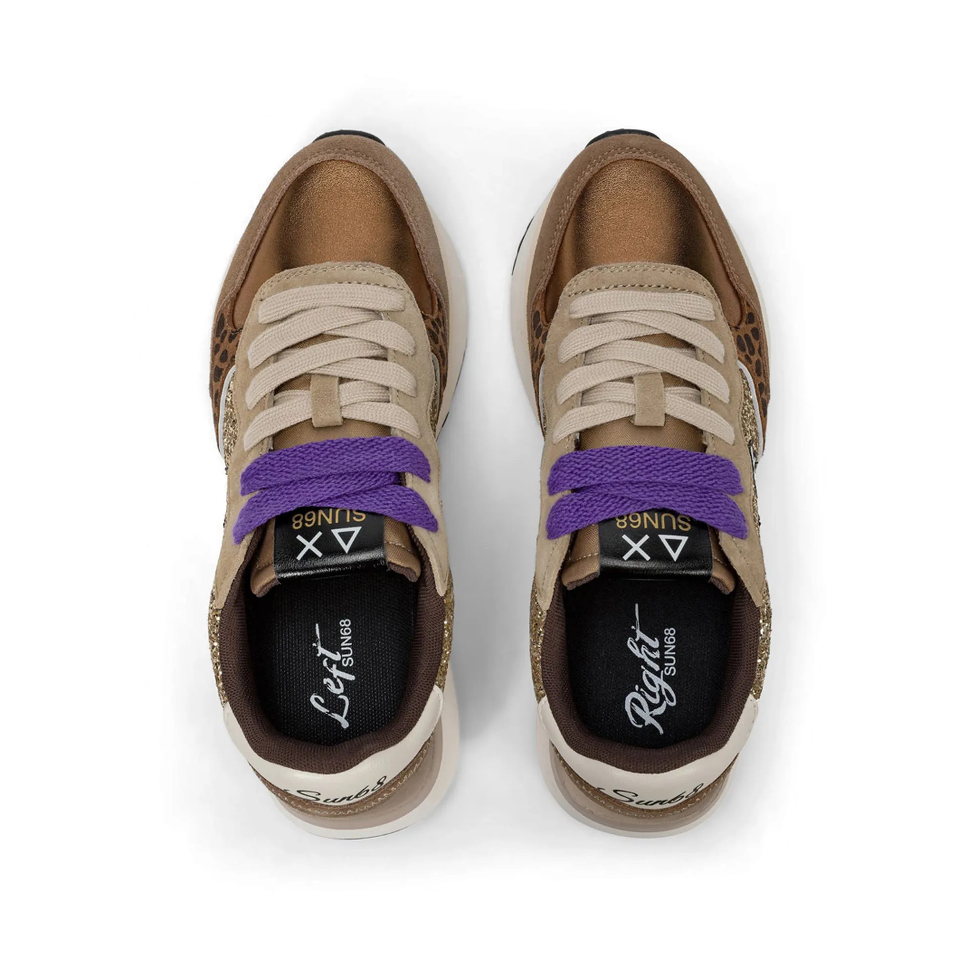 Sun 68 B'Big Ally Glitter Sneakers ' Gold Z45212 155976