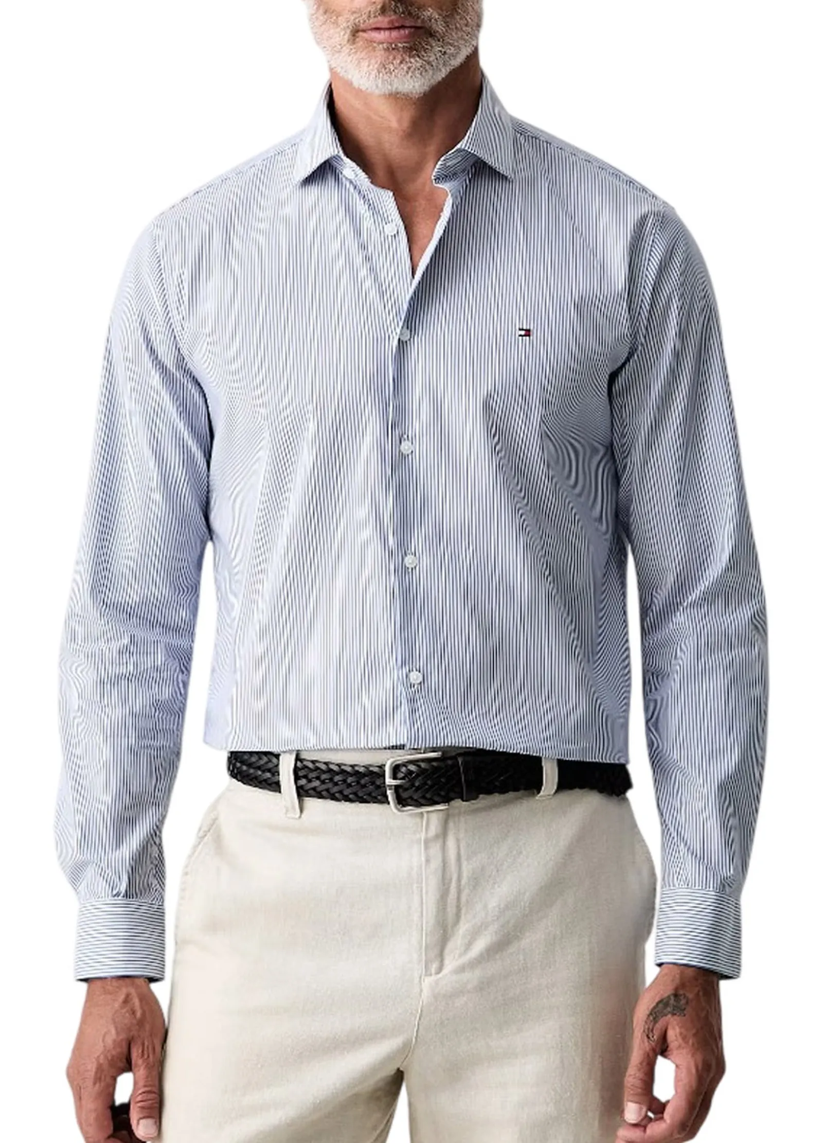 Tommy Hilfiger Camicia Essential Stripe Blu Mw0Mw43746 184791
