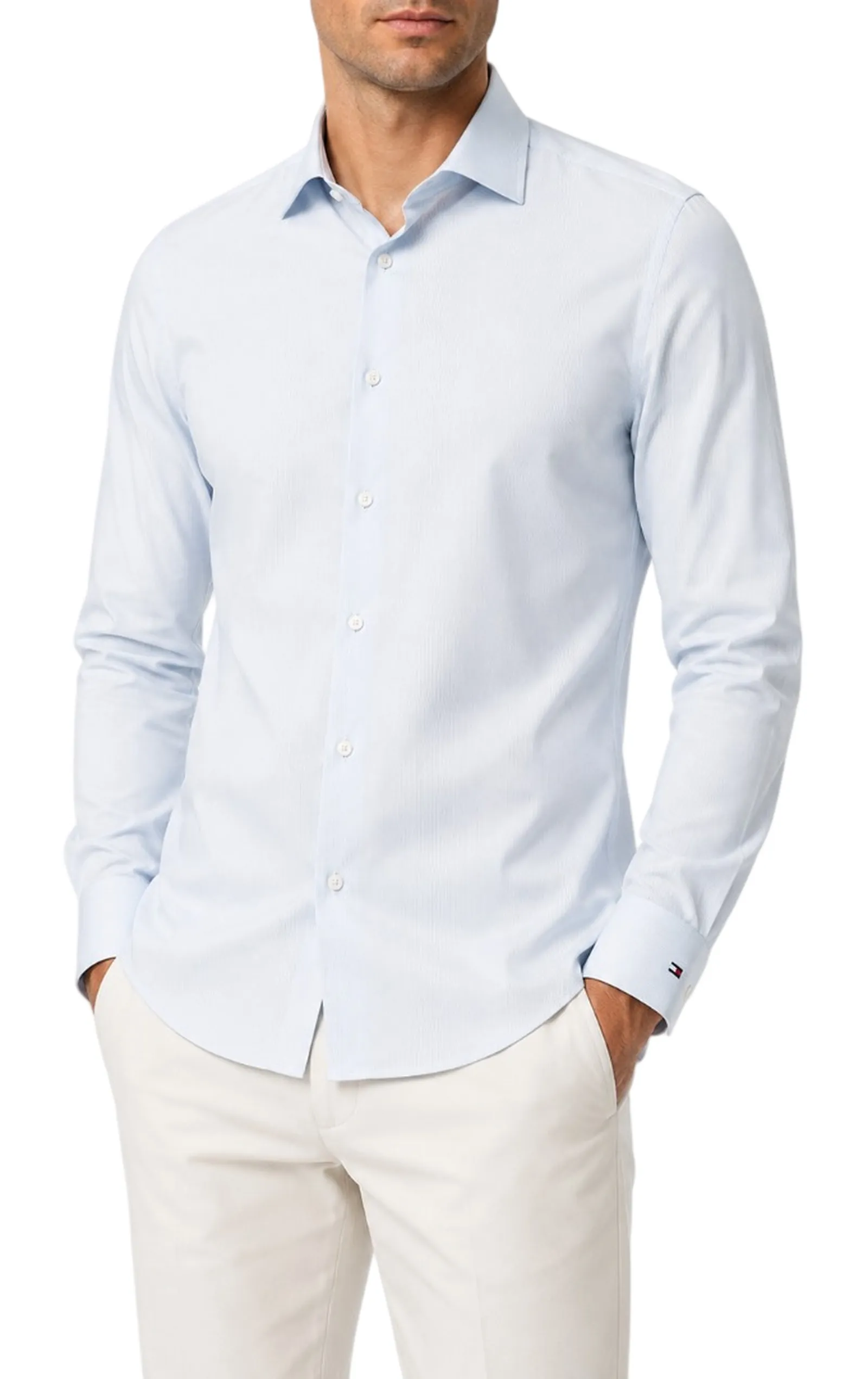 Tommy Hilfiger Camicia Flex Collar Celeste Mw0Mw43744 185316
