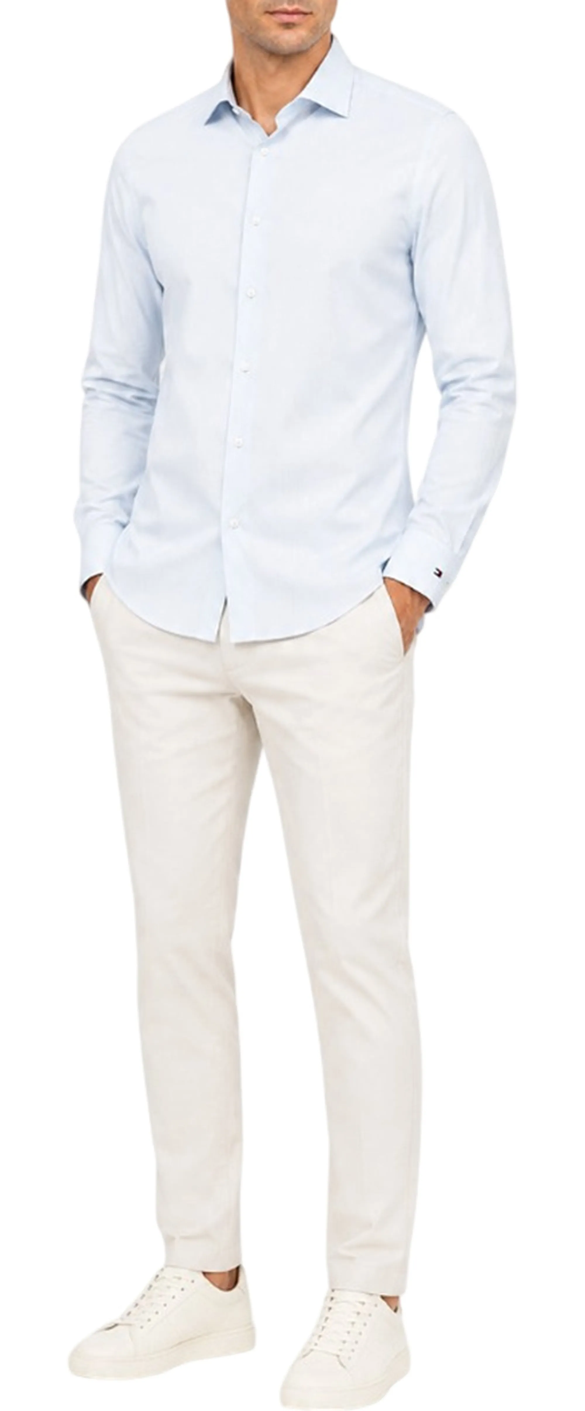 Tommy Hilfiger Camicia Flex Collar Celeste Mw0Mw43744 185318