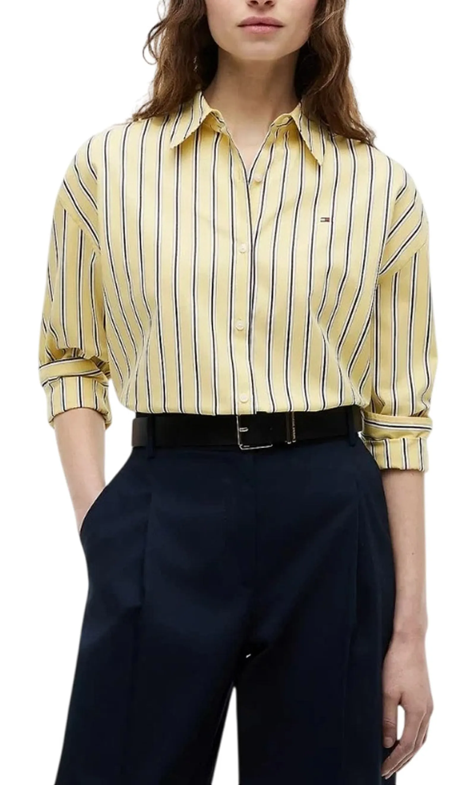 Tommy Hilfiger Camicia In Popeline Giallo Ww0Ww49940 184891