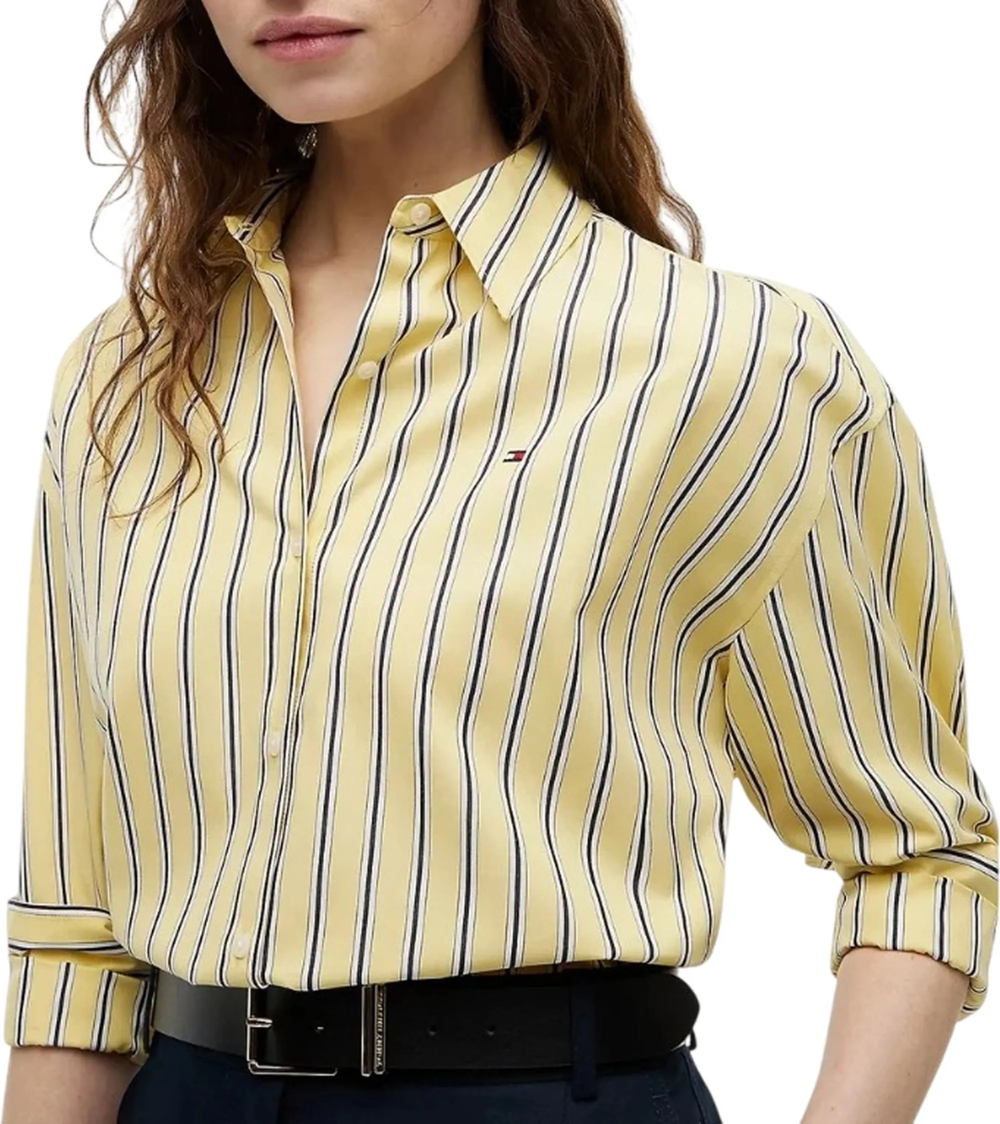 Tommy Hilfiger Camicia In Popeline Giallo Ww0Ww49940 184899