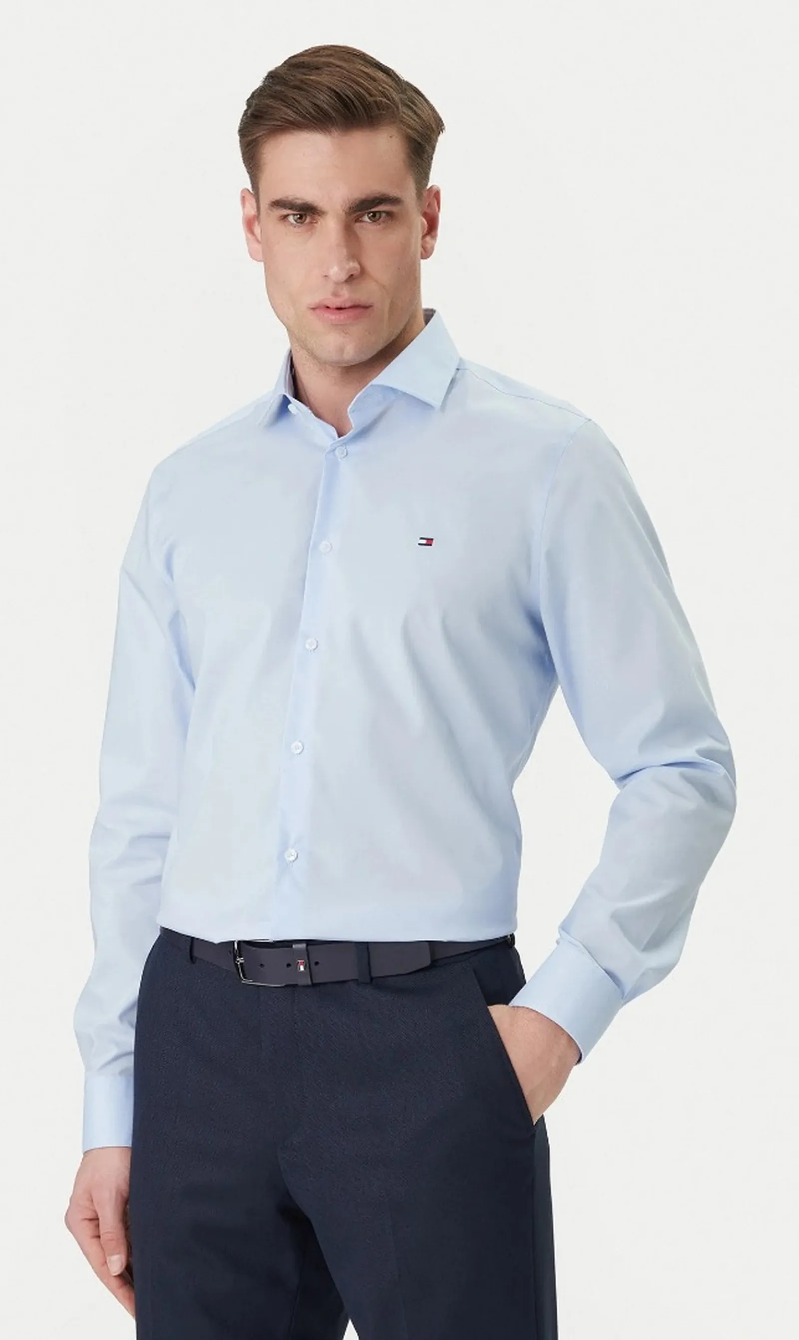 Tommy Hilfiger Camicia Iron Solid Celeste Mw0Mw43122 184348