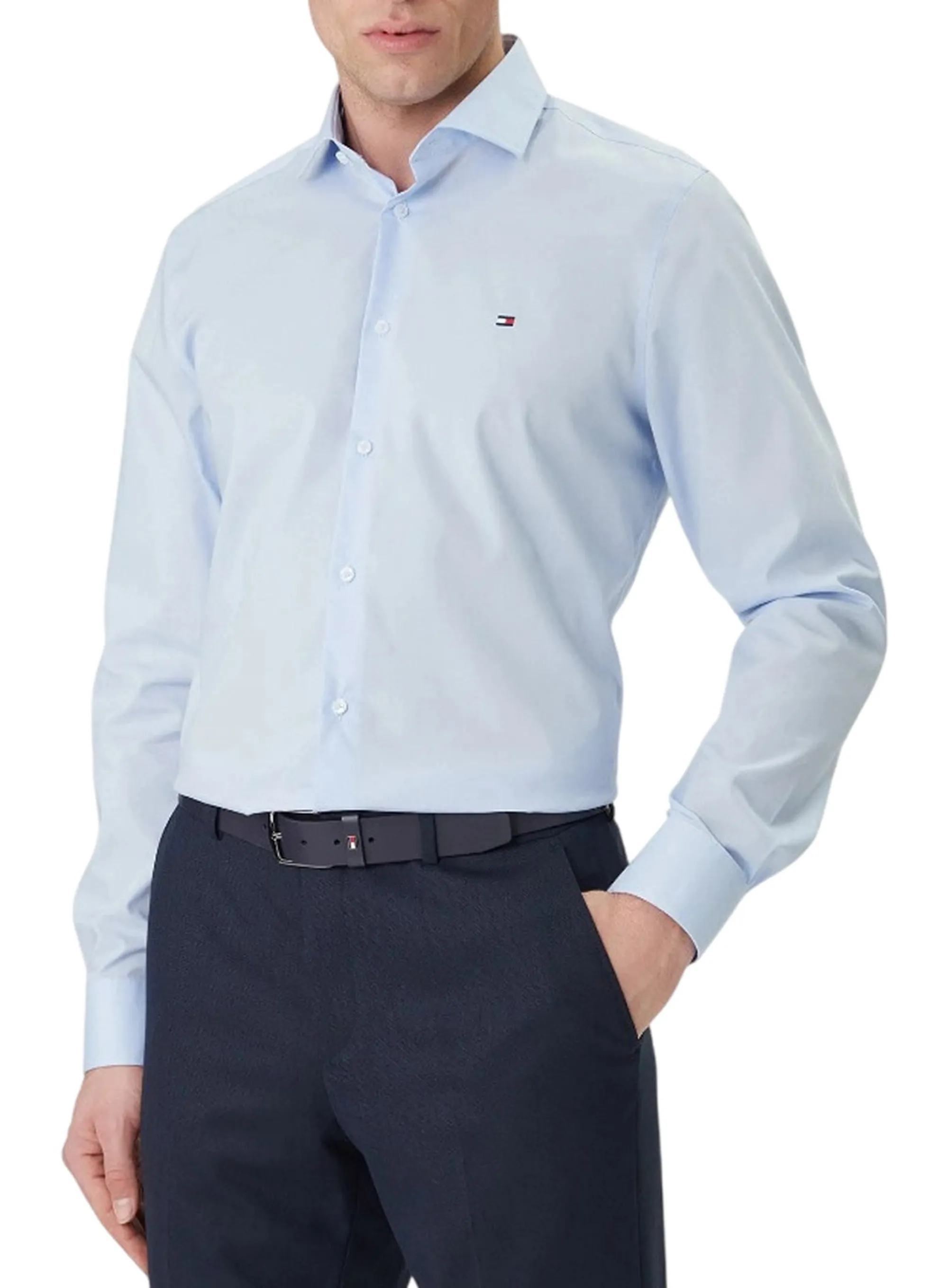 Tommy Hilfiger Camicia Iron Solid Celeste Mw0Mw43122 184748