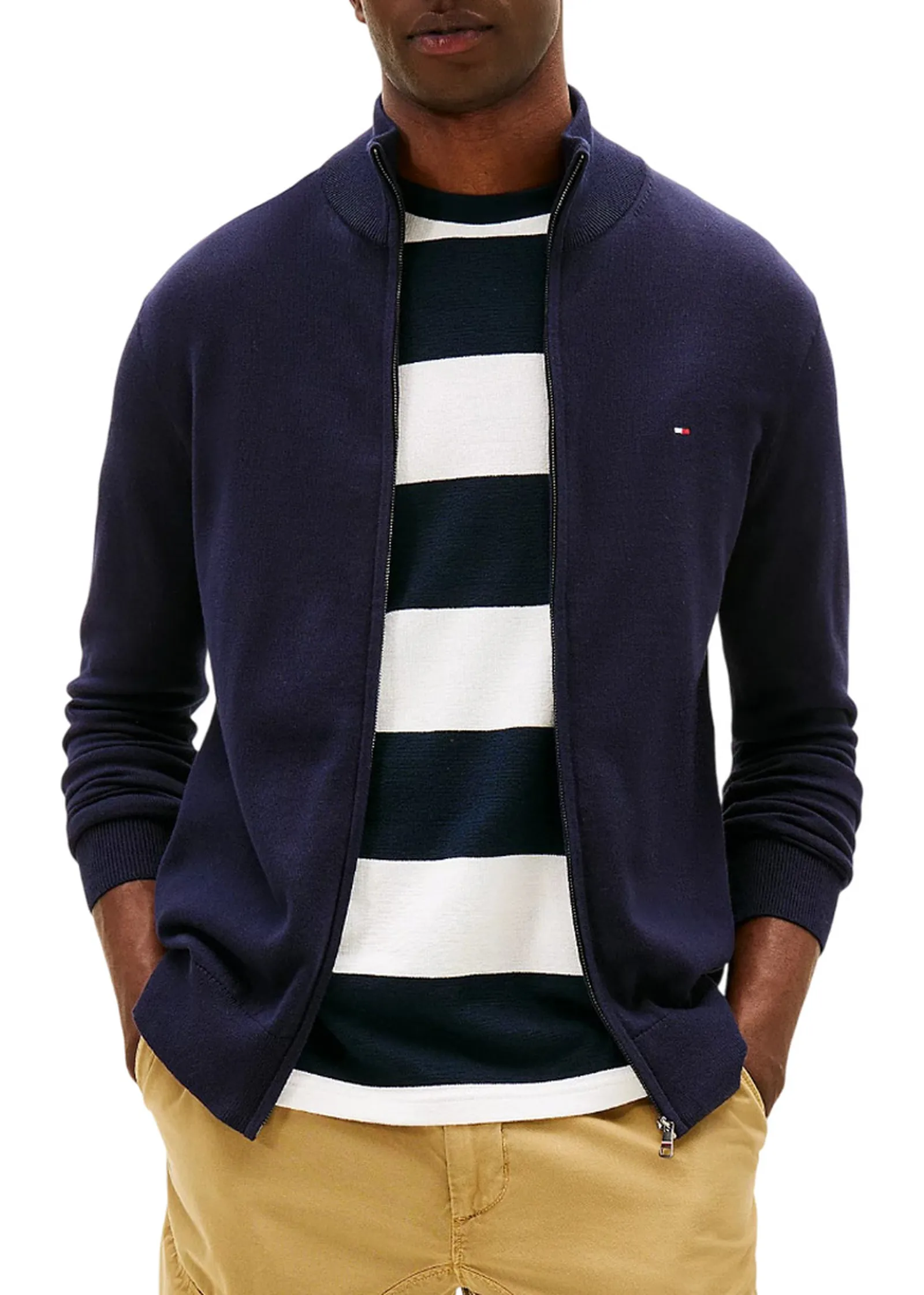 Tommy Hilfiger Cardigan Essential Blu Scuro Mw0Mw36517 155834