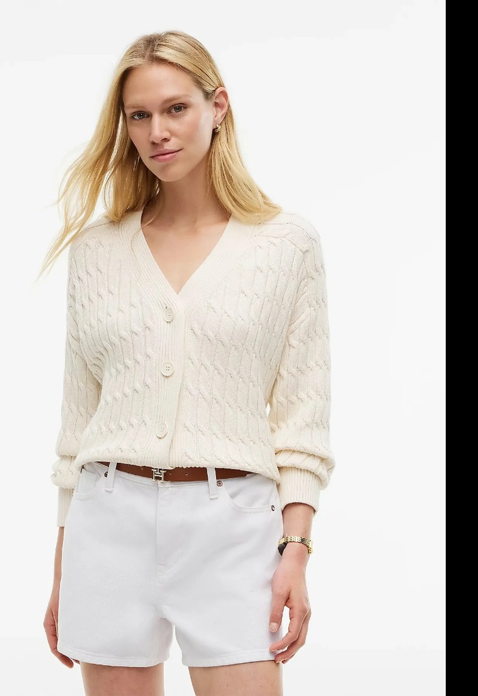 Tommy Hilfiger Cardigan Oversize In Maglia Avorio Ww0Ww50078 184213