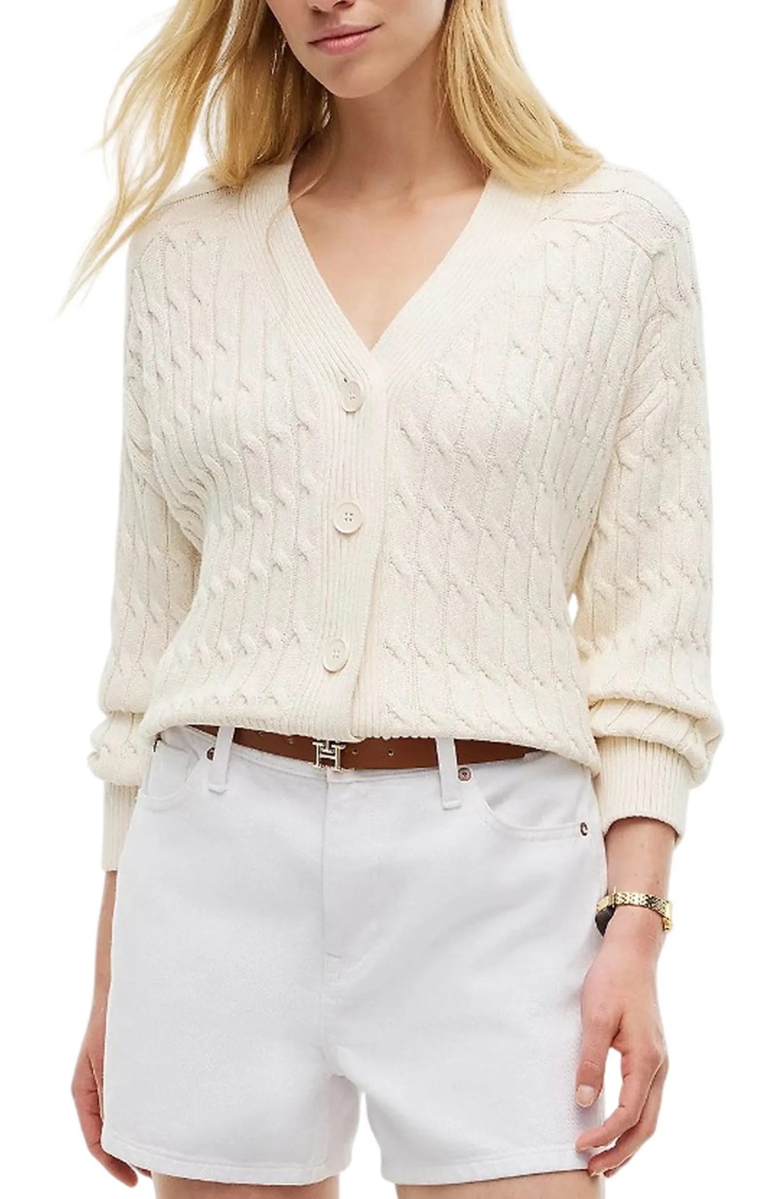 Tommy Hilfiger Cardigan Oversize In Maglia Avorio Ww0Ww50078 184913