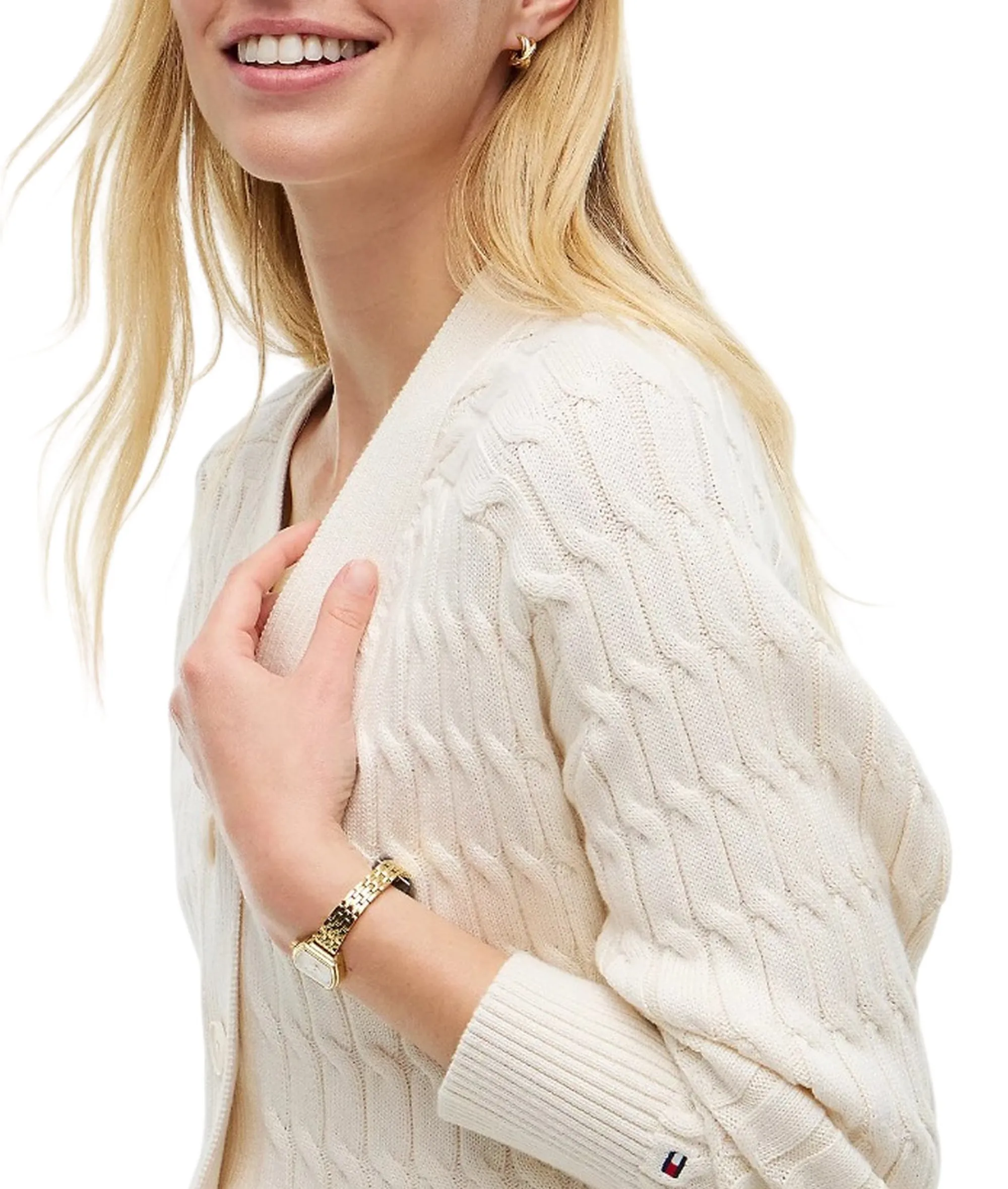 Tommy Hilfiger Cardigan Oversize In Maglia Avorio Ww0Ww50078 184916