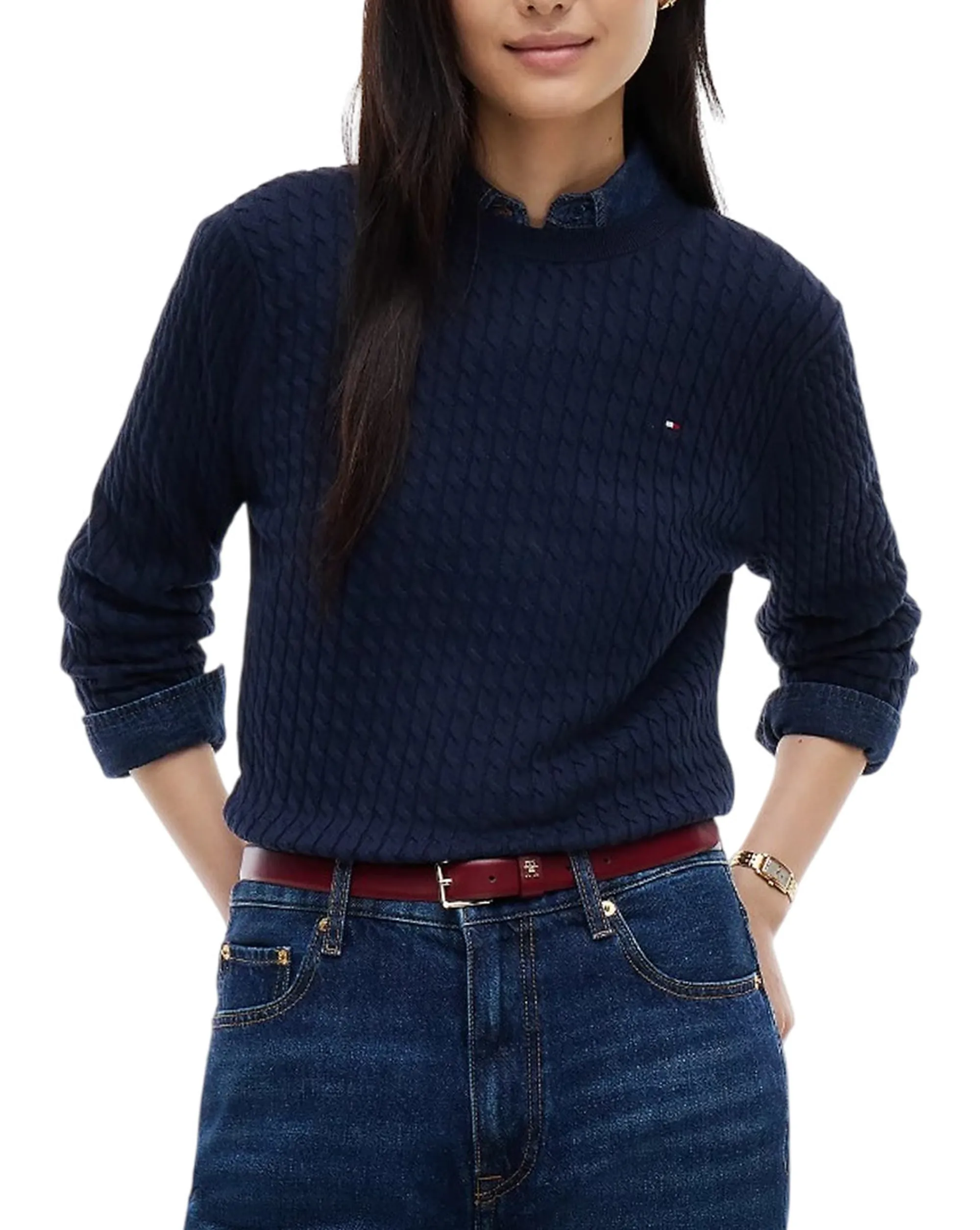 Tommy Hilfiger Cardigan Oversize In Maglia Blu Scuro Ww0Ww50078 184922