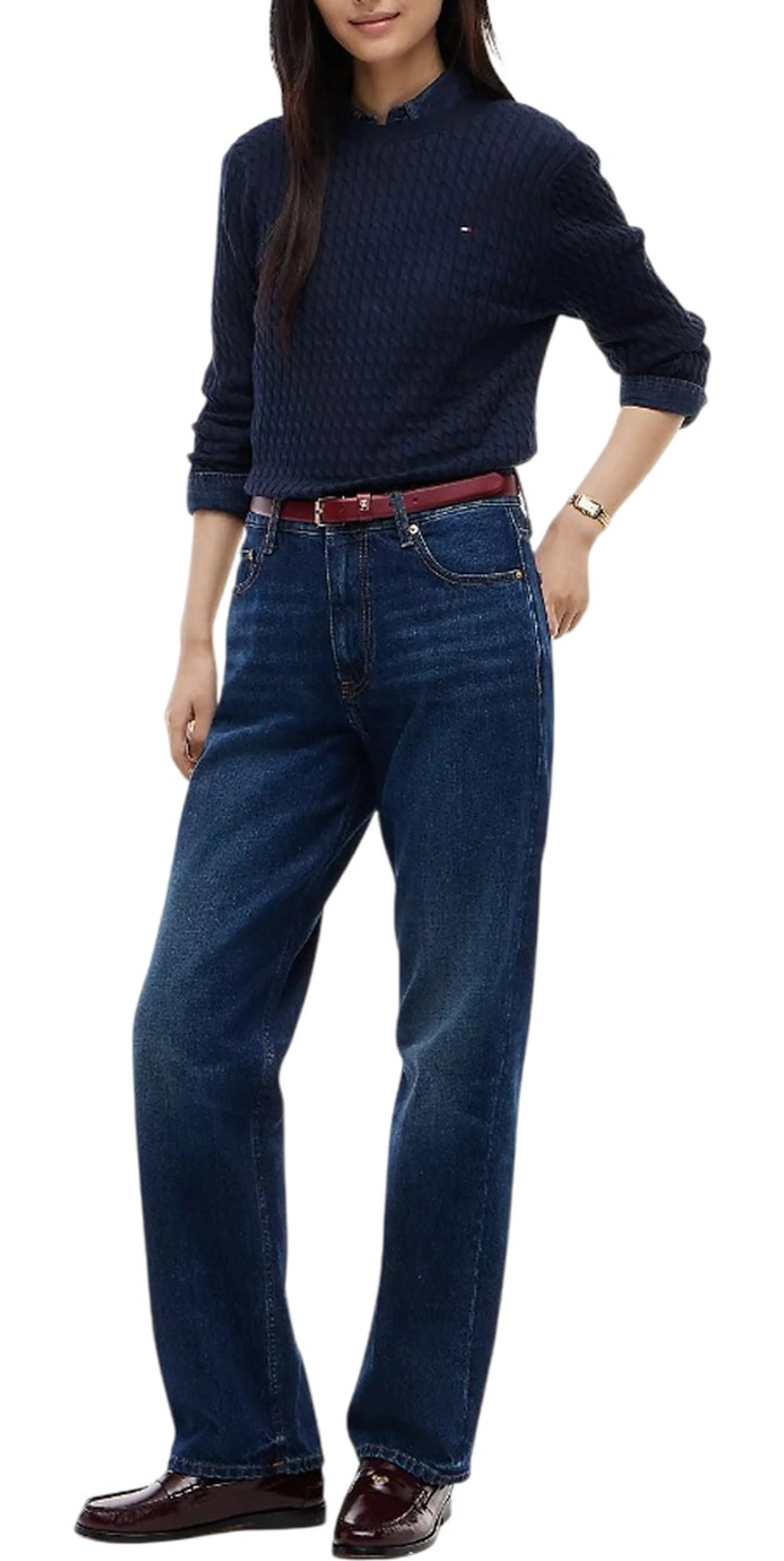 Tommy Hilfiger Cardigan Oversize In Maglia Blu Scuro Ww0Ww50078 184924