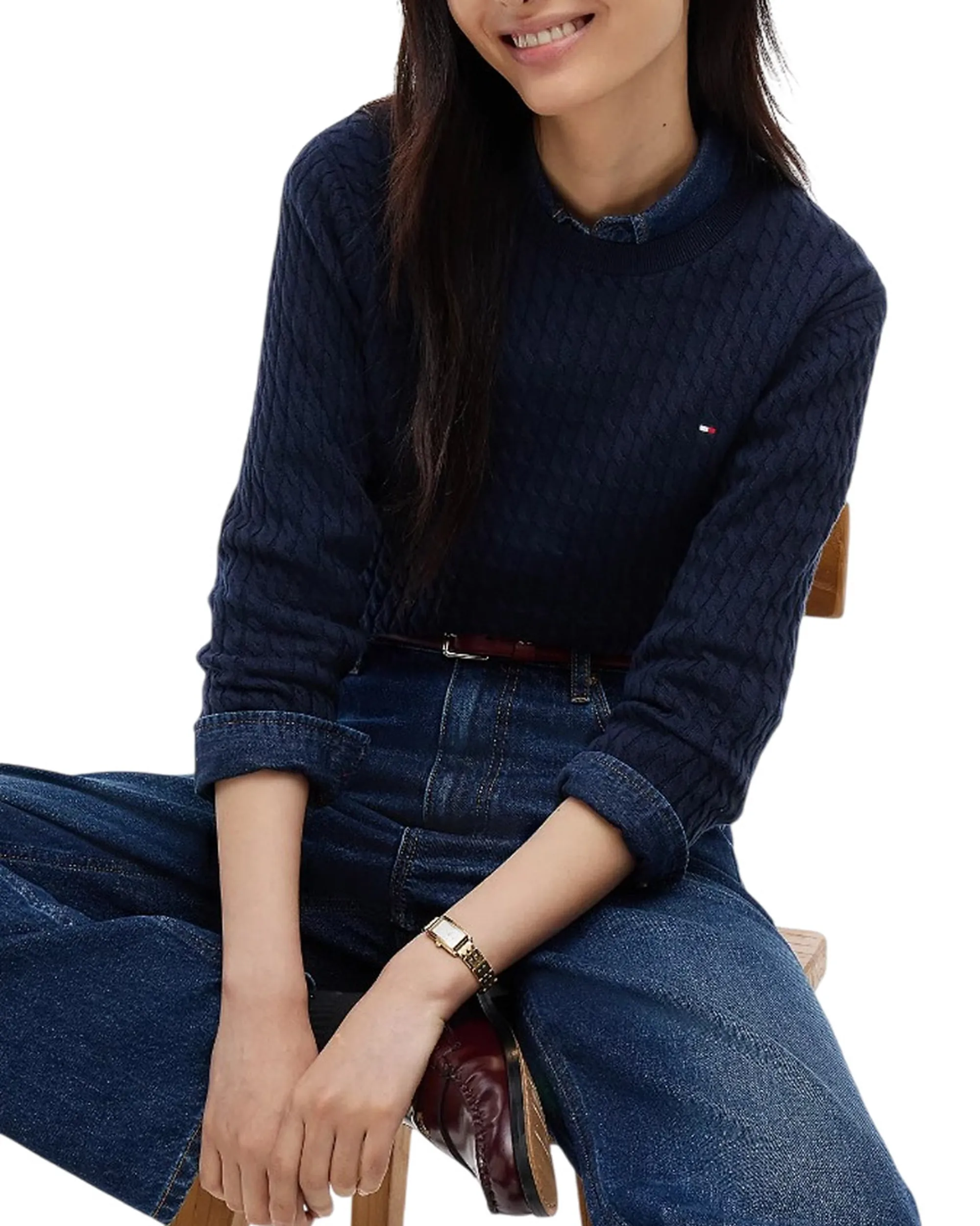 Tommy Hilfiger Cardigan Oversize In Maglia Blu Scuro Ww0Ww50078 184930