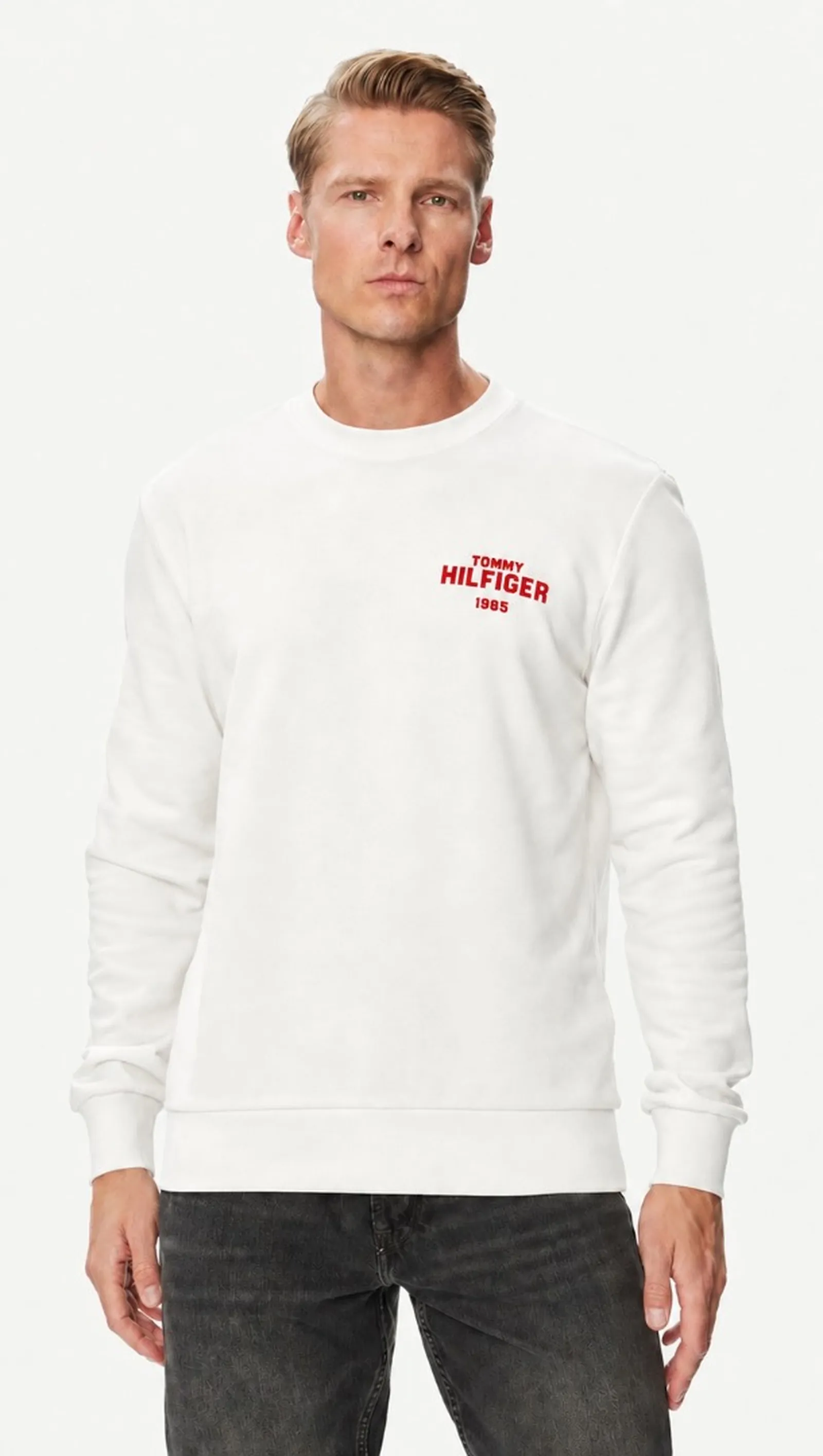 Tommy Hilfiger Felpa 1985 In Spugna Bianco Mw0Mw44938 191598