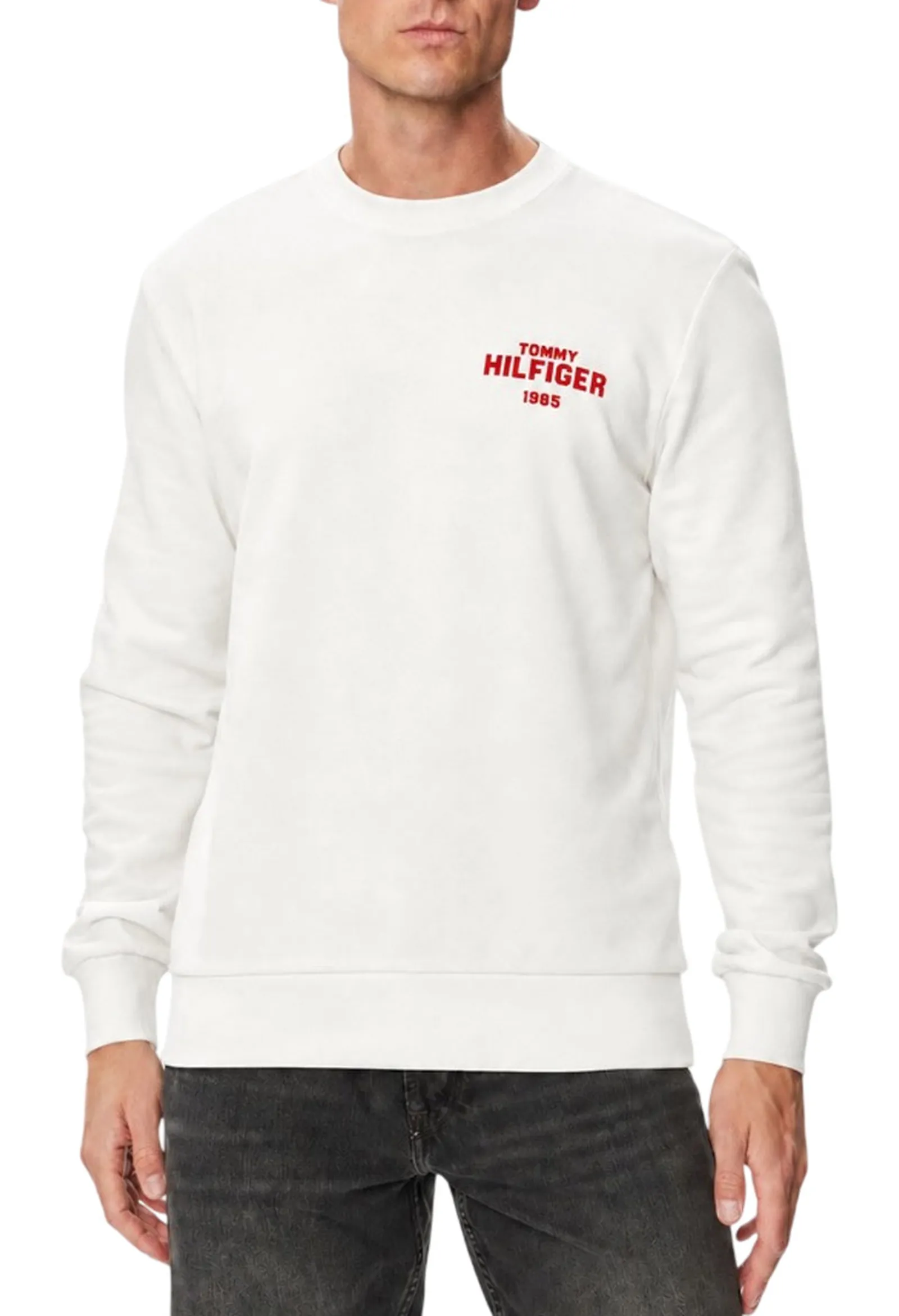 Tommy Hilfiger Felpa 1985 In Spugna Bianco Mw0Mw44938 191859