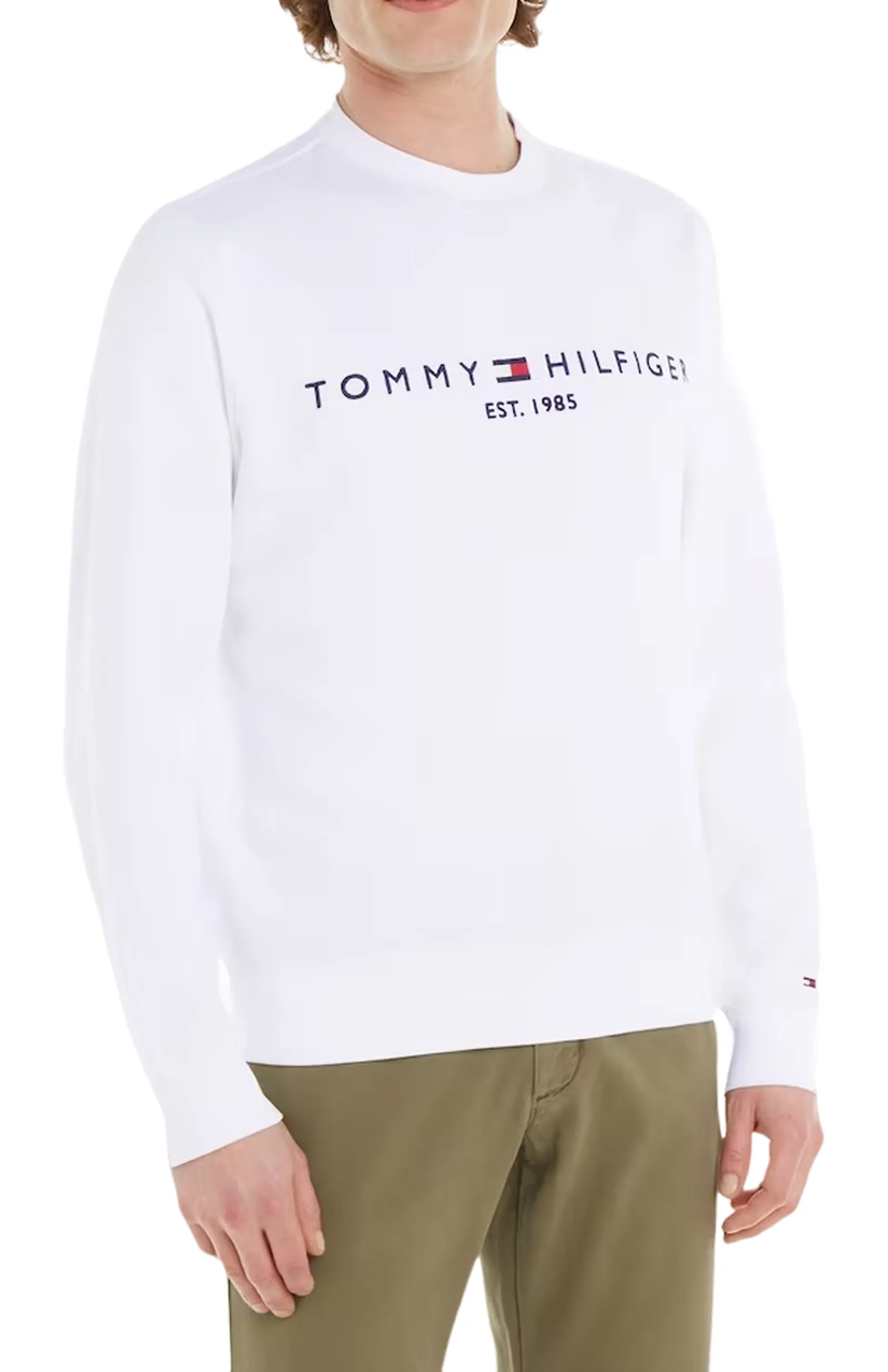Tommy Hilfiger Felpa Con Logo Bianco Mw0Mw11596 90497