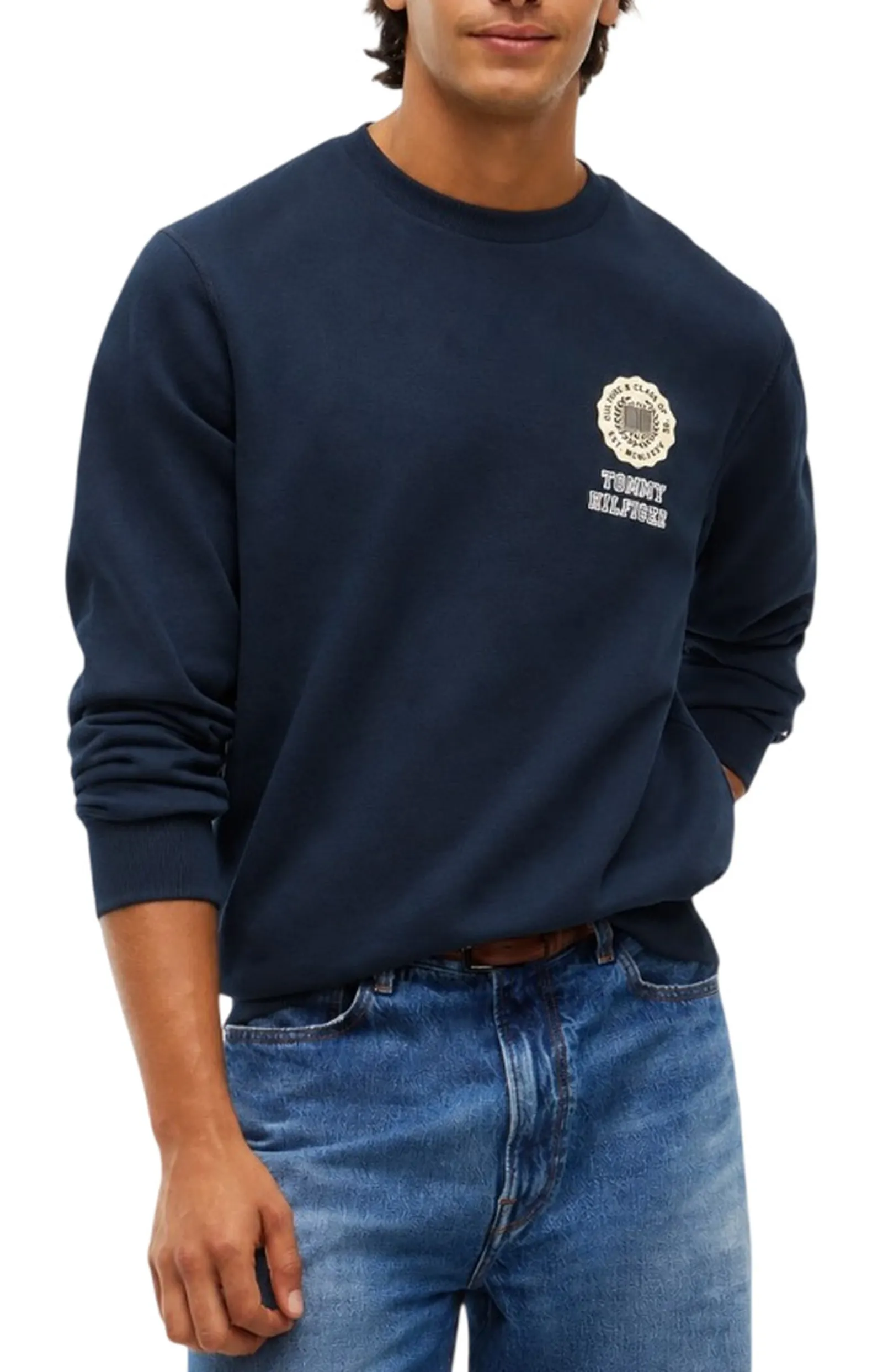 Tommy Hilfiger Felpa Girocollo Varsity Roundel Blu Mw0Mw44953 191882