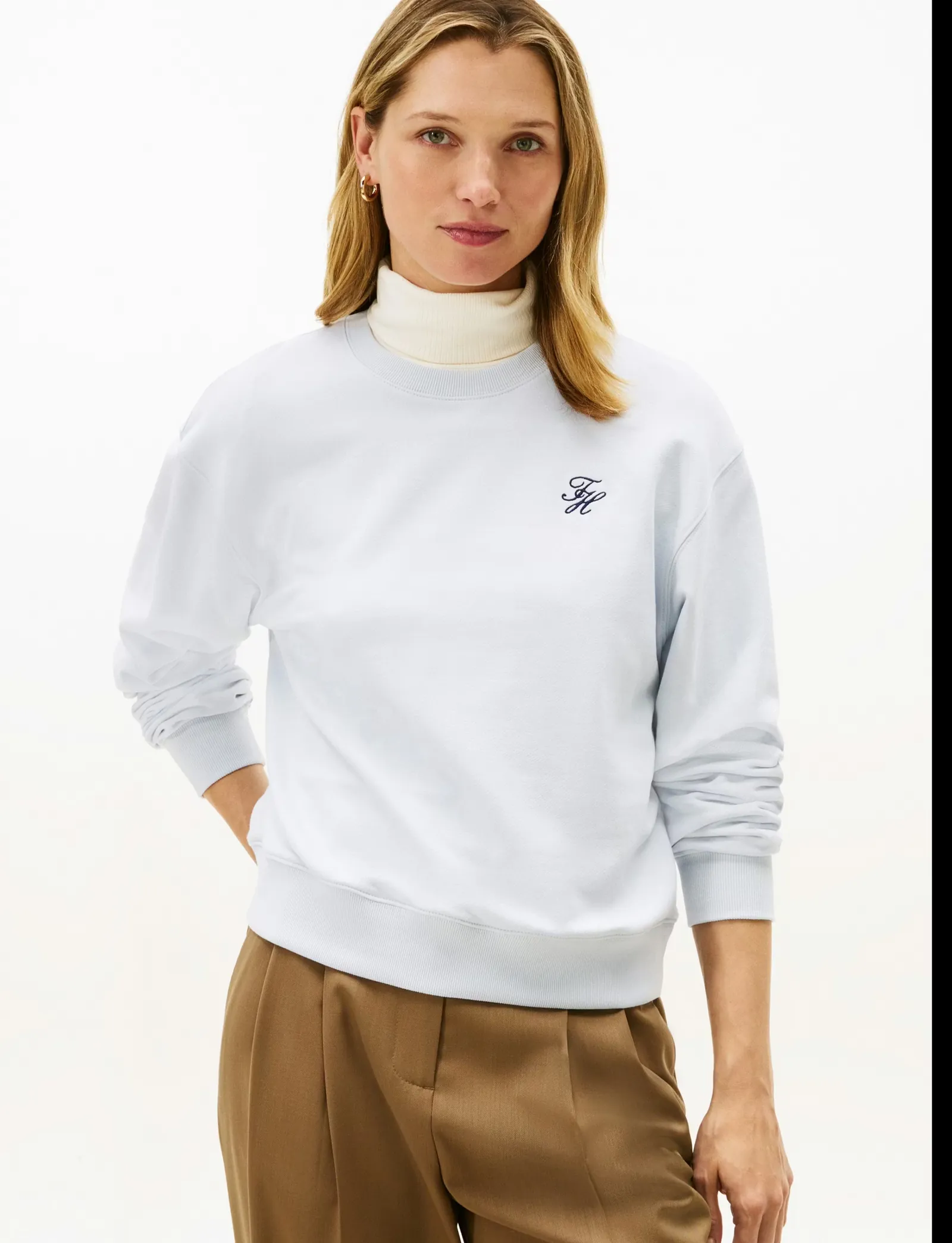 Tommy Hilfiger Felpa In Spugna Celeste Ww0Ww49418 169733