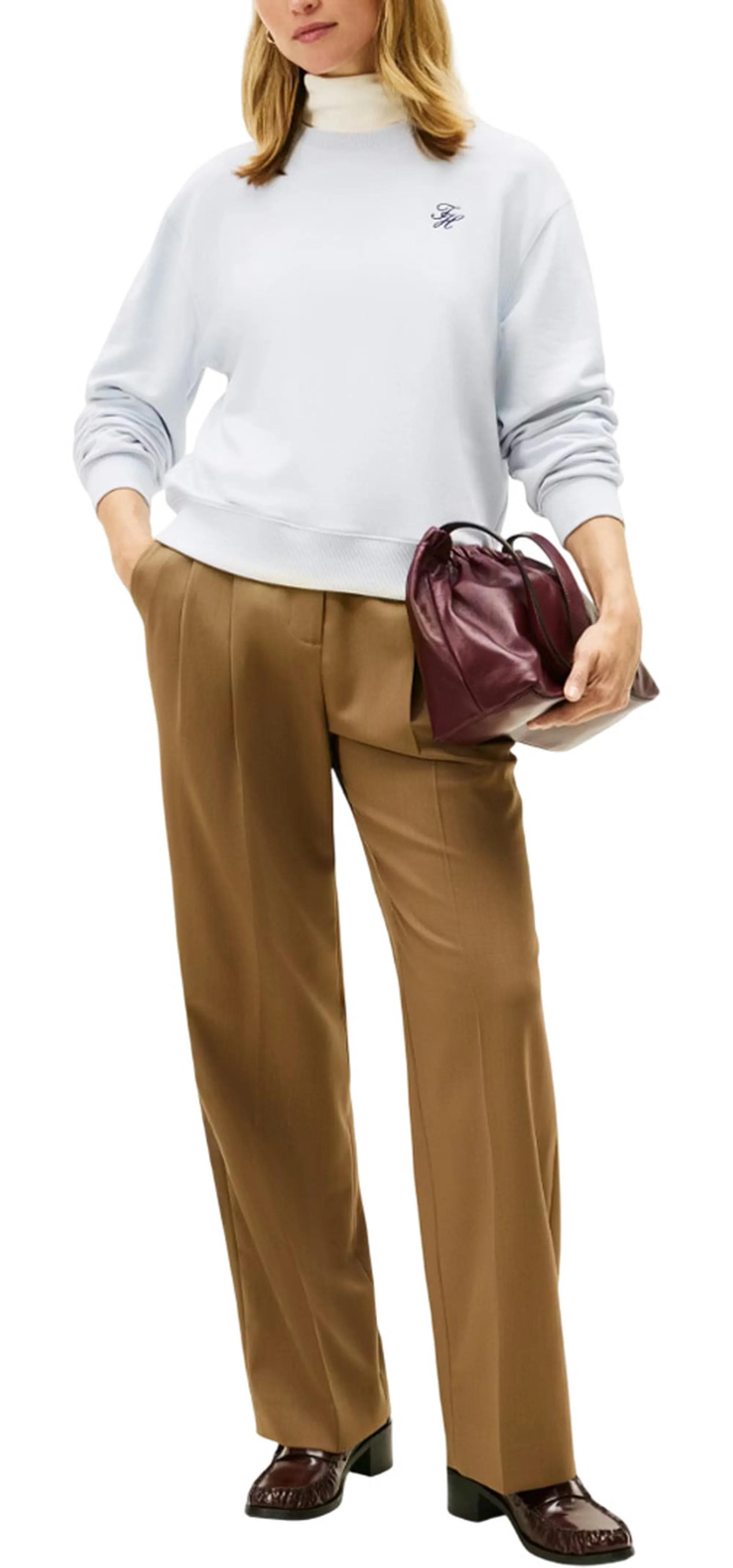 Tommy Hilfiger Felpa In Spugna Celeste Ww0Ww49418 170325