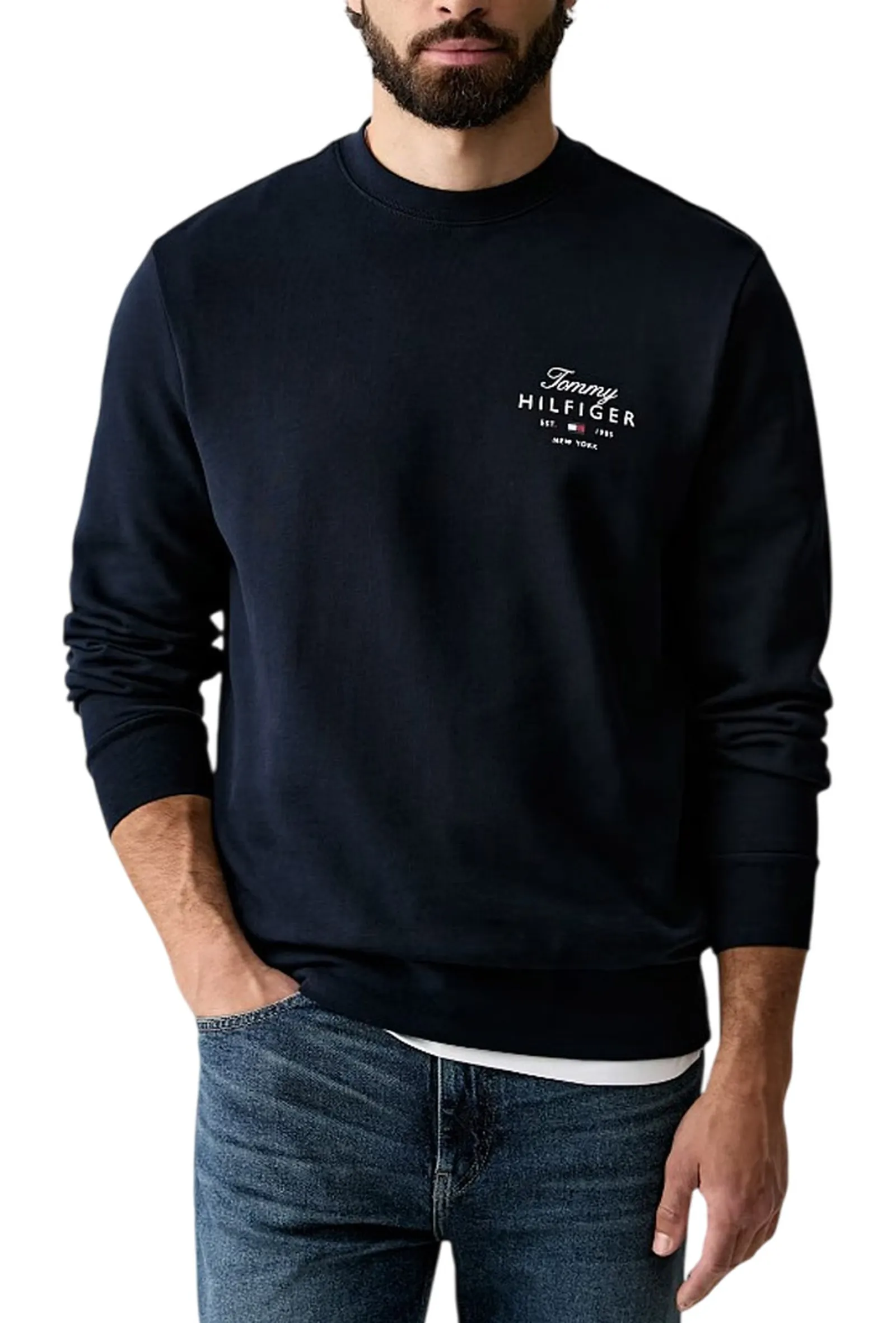 Tommy Hilfiger Felpa  Stack Blu Scuro Mw0Mw43218 184760