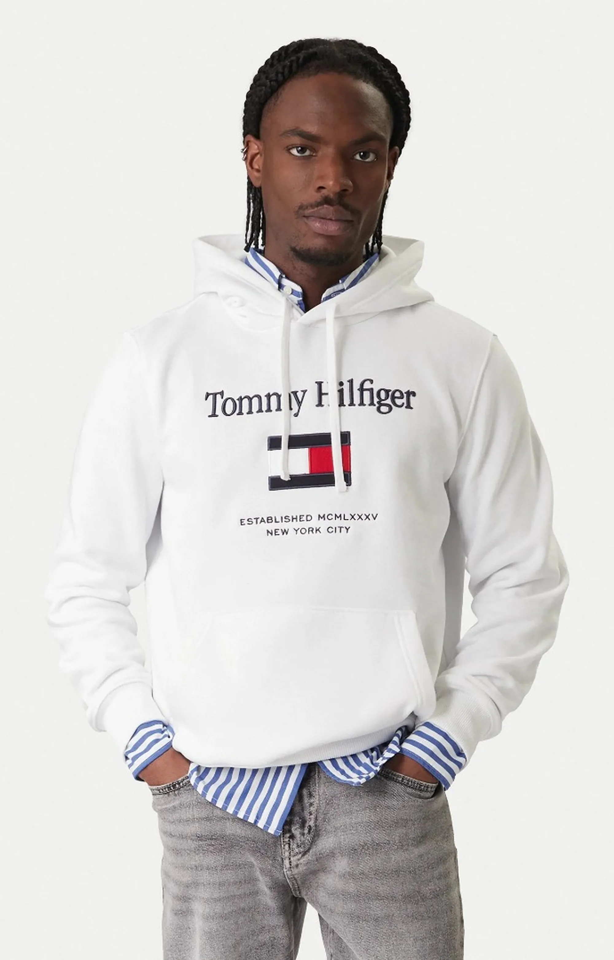 Tommy Hilfiger B'Tommy Embro Flag Hoodie' White Mw0Mw42735 184412