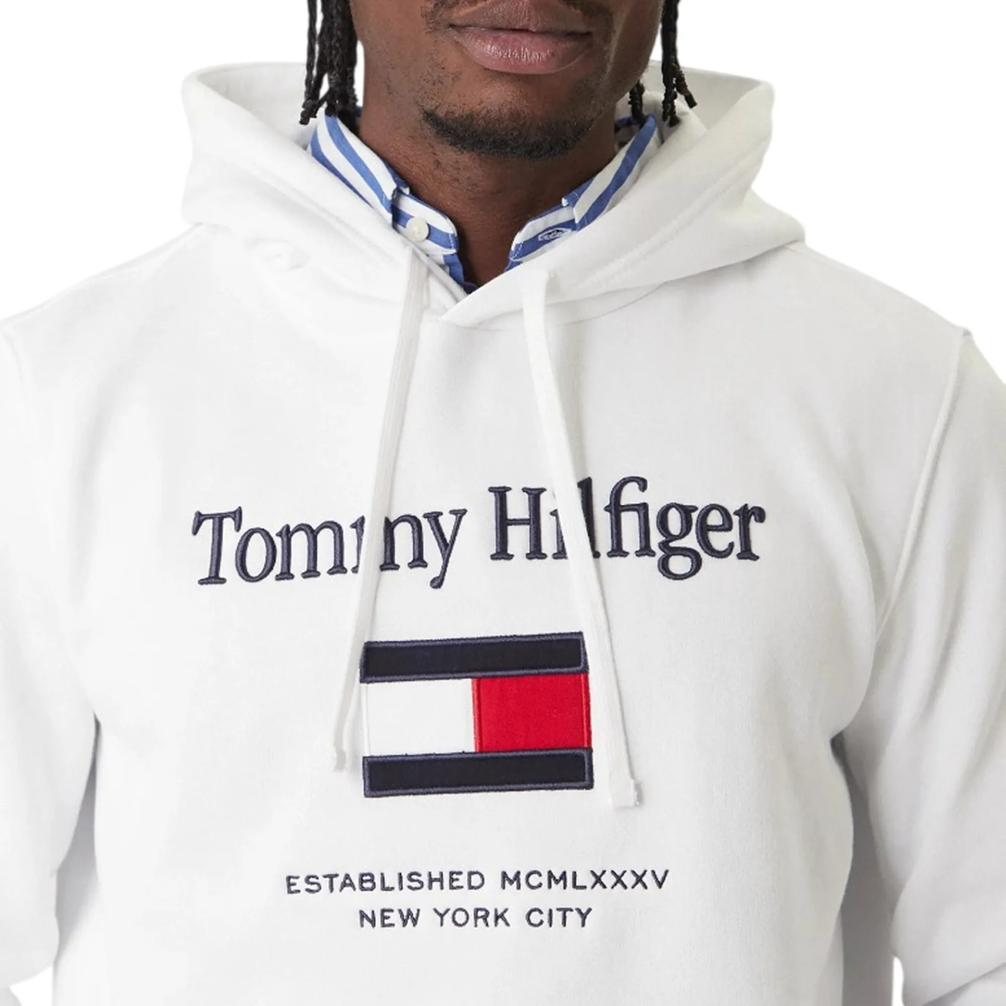 Tommy Hilfiger Felpa Tommy Embro Flag Bianco Mw0Mw42735 184747