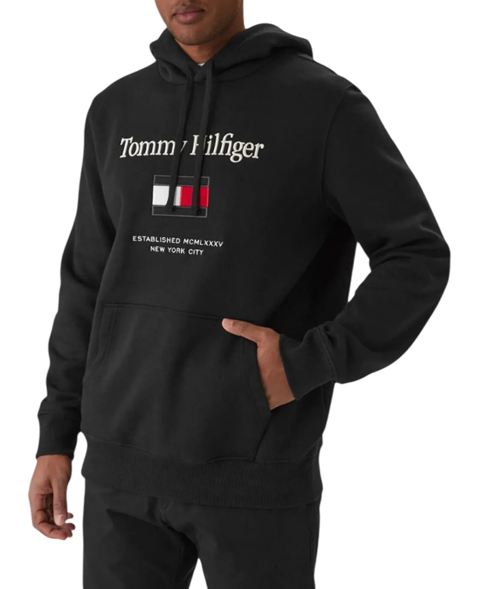 Tommy Hilfiger Felpa Tommy Embro Flag Nero Mw0Mw42735 184741