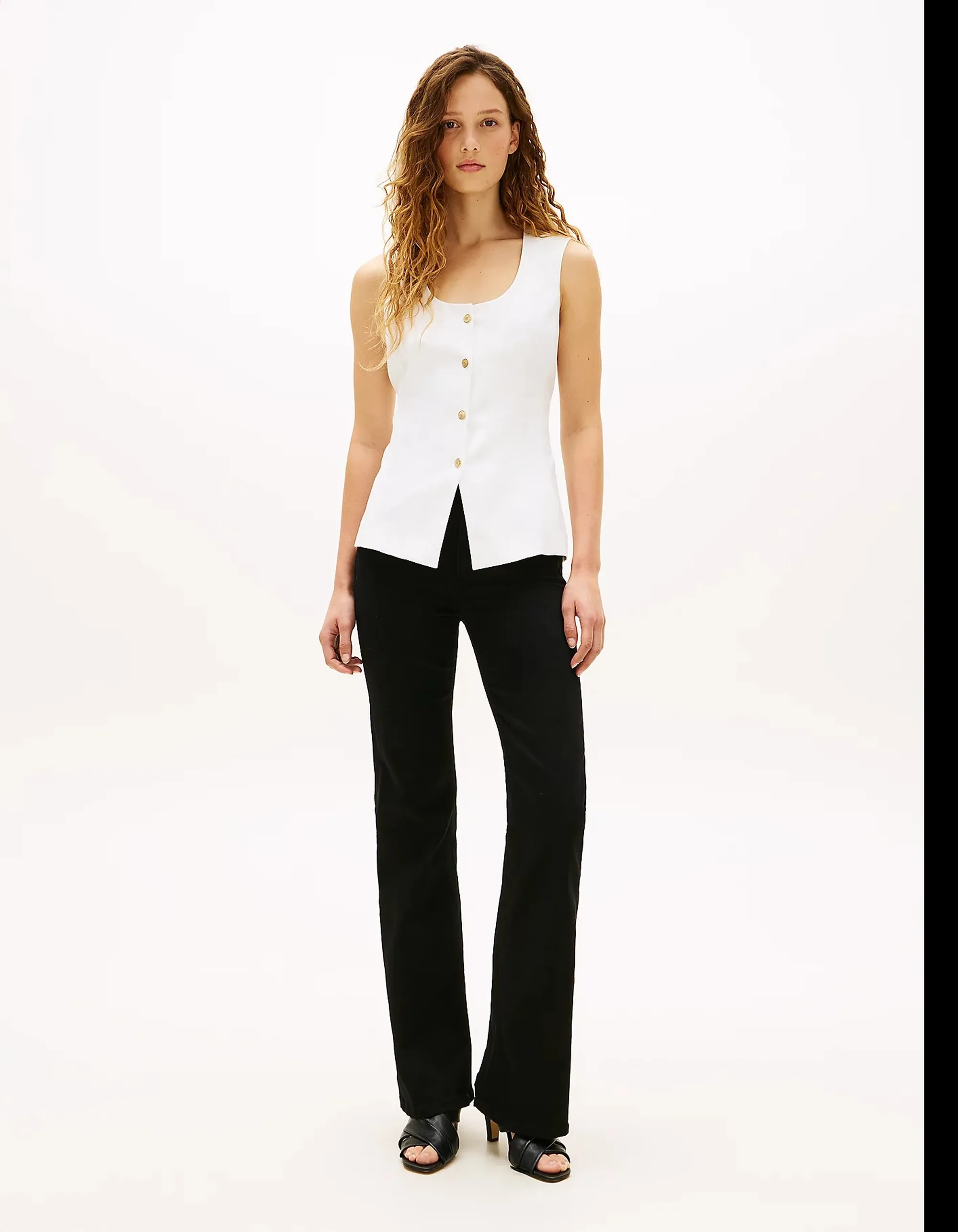 Tommy Hilfiger Gilet In Misto Lino Bianco Ww0Ww49765 171428