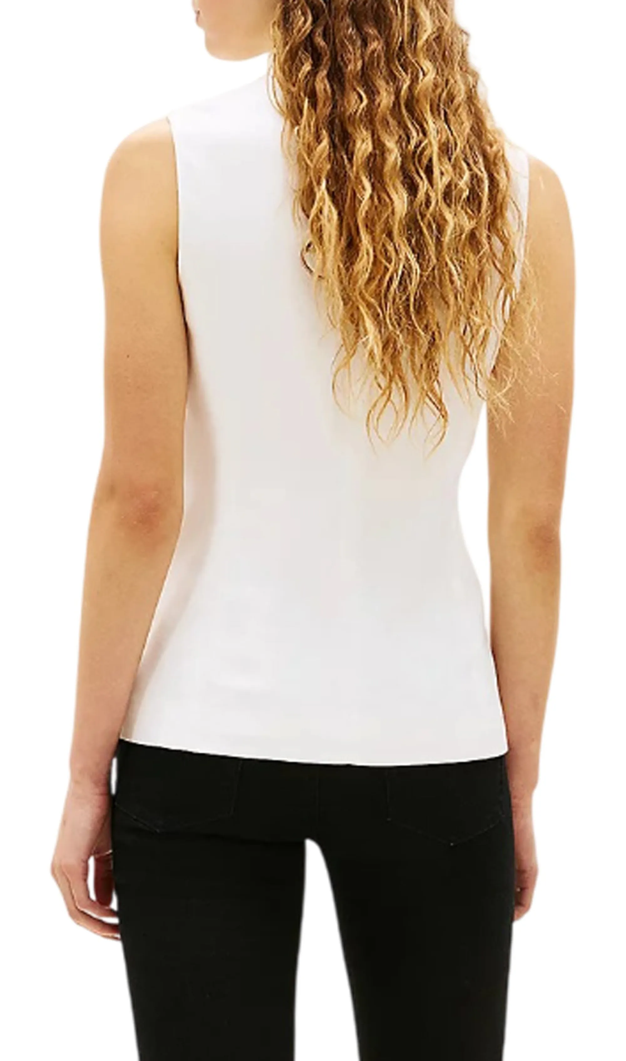 Tommy Hilfiger Gilet In Misto Lino Bianco Ww0Ww49765 176951