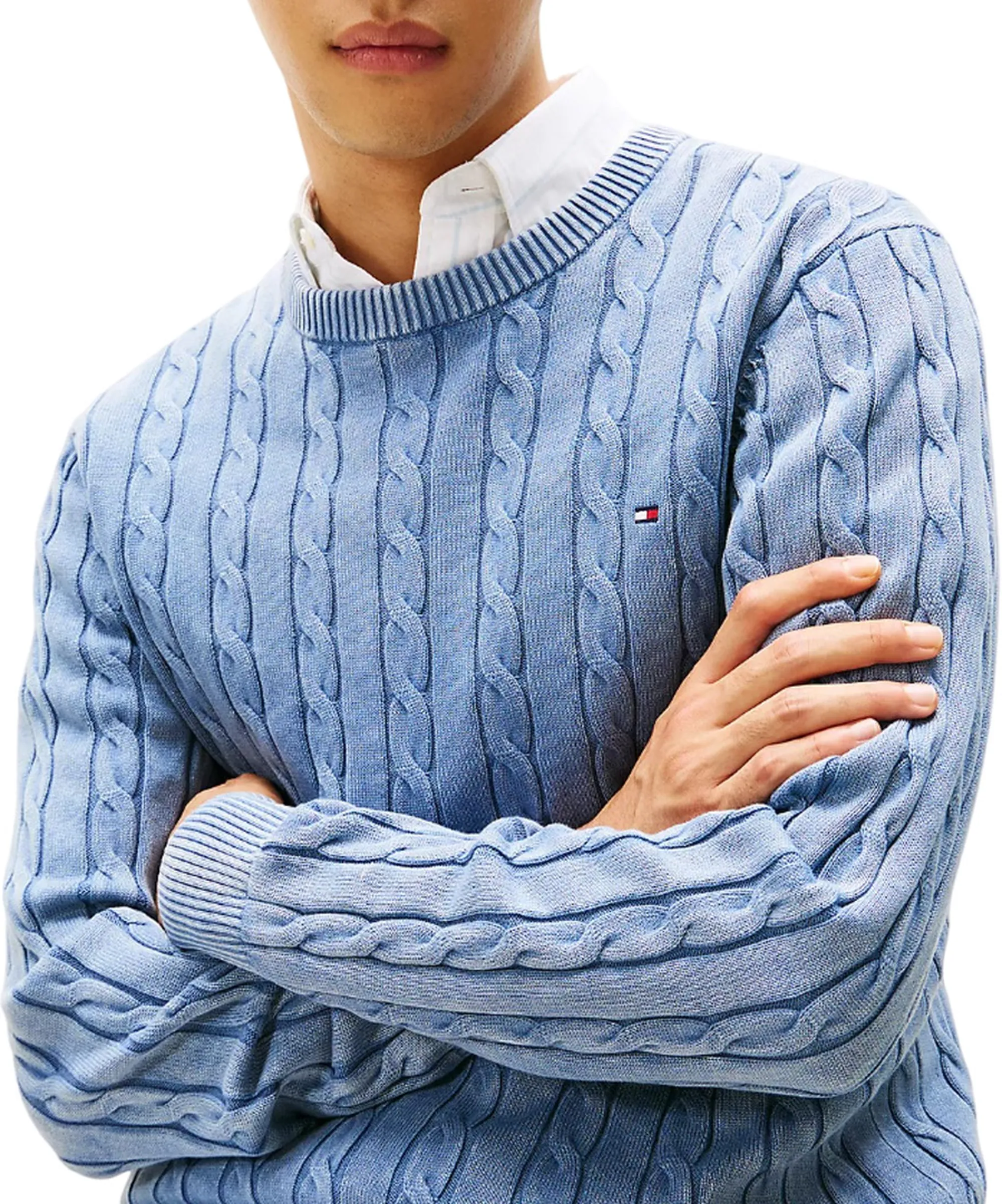 Tommy Hilfiger B'Classic Cable Sweater' Light Blu Mw0Mw39524 155797
