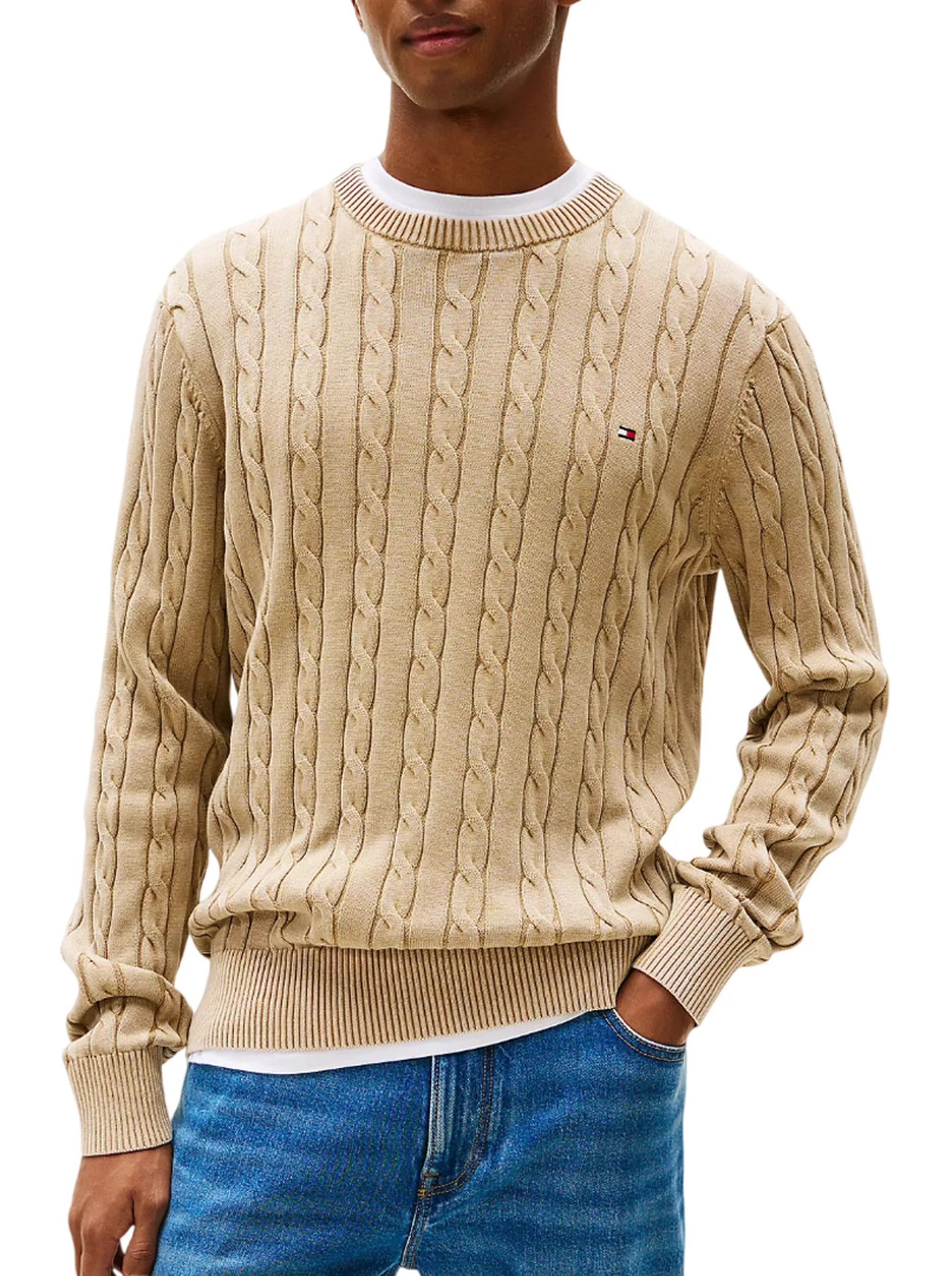 Tommy Hilfiger B'Classic Cable Sweater' Sand Mw0Mw39524 155799